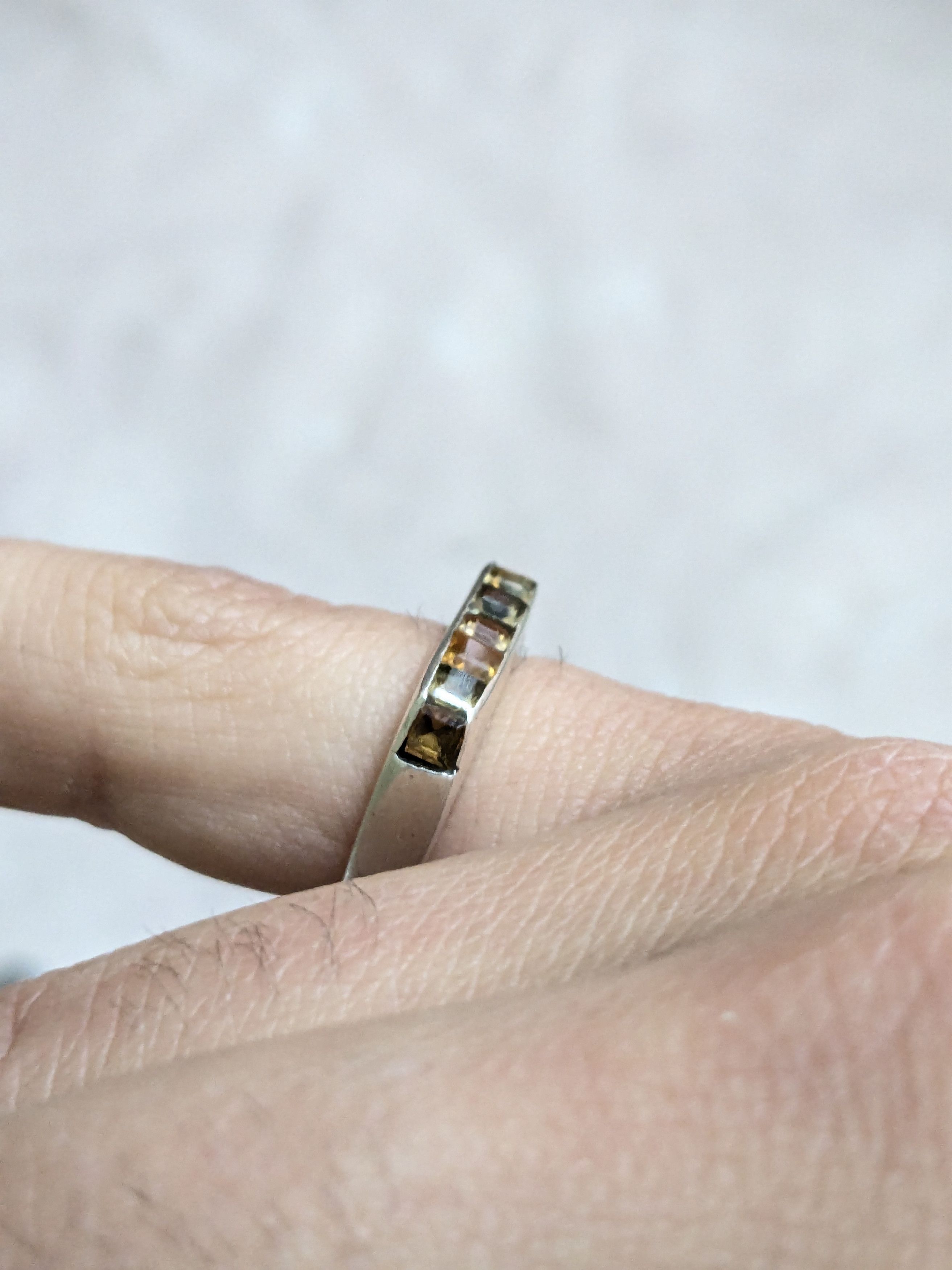 Sterling Silver Vintage Sterling Silver Ring Yellow Citrine 6.5 Channel Size ONE SIZE - 10 Thumbnail