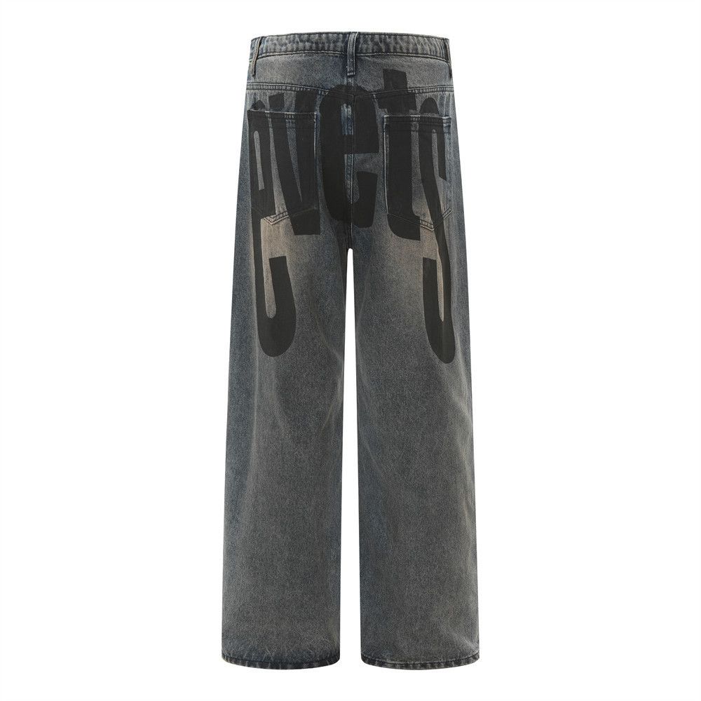 Japanese Brand × Jean Men's hip-hop trendy loose letter-printed cargo jeans Size US 32 / EU 48 - 2 Thumbnail