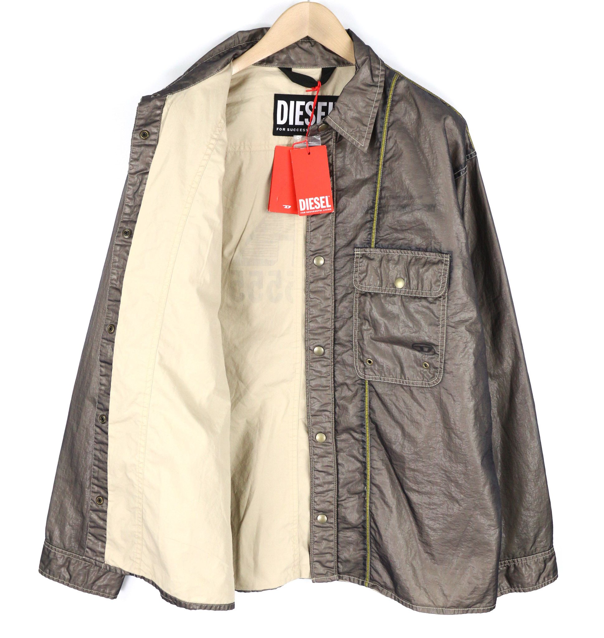 Diesel S-U24 XL Snap Buttons Shiny Polo Neck Jacket 81736 Size US XL / EU 56 / 4 - 4 Thumbnail