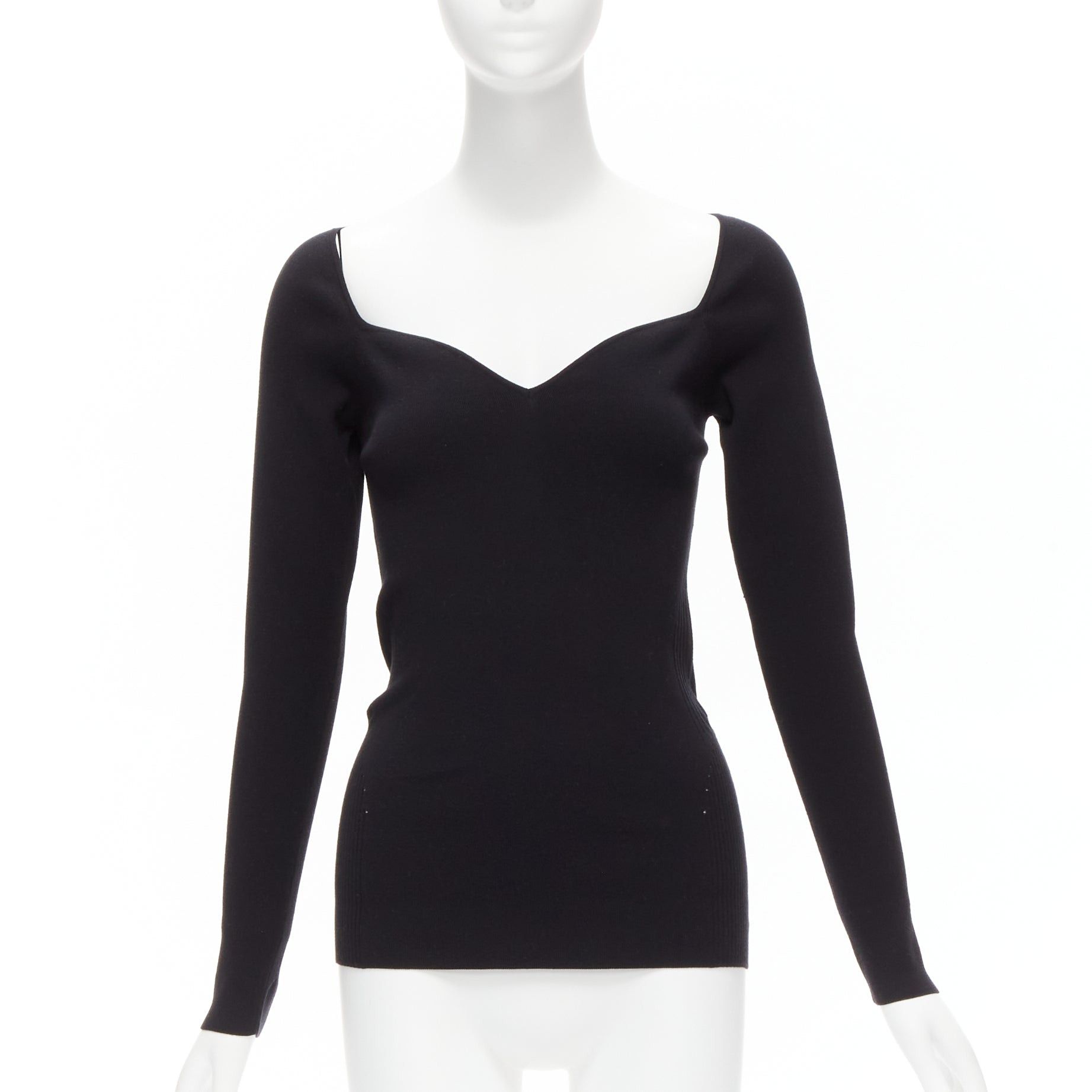 Balenciaga new BALENCIAGA Demna black modal knit sweetheart neckline knitted top FR40 L Size M / US 6-8 / IT 42-44 - 1 Thumbnail