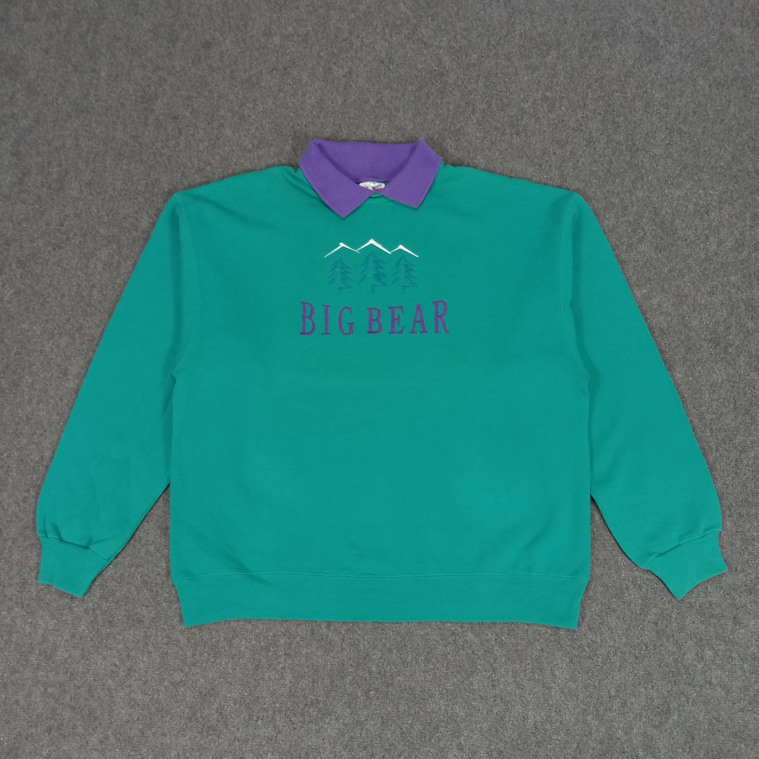 California Republic × Hanes × Vintage Big Bear Embroidery Spell Out Collared Sweatshirt Size US L / EU 52-54 / 3 - 1 Thumbnail