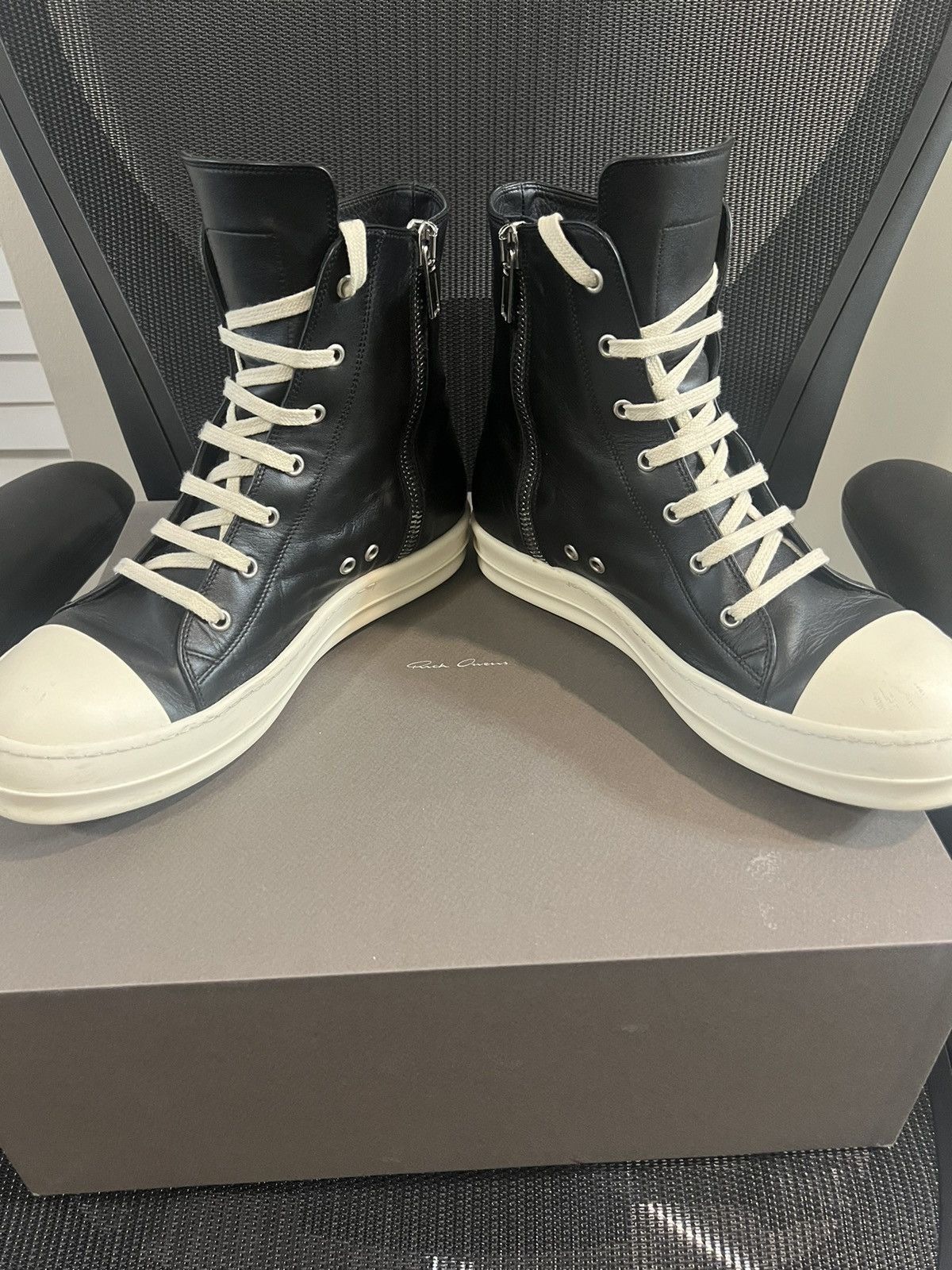 Rick Owens Mainline Leather Ramones High Top Black Size US 9 / EU 42 - 4 Thumbnail