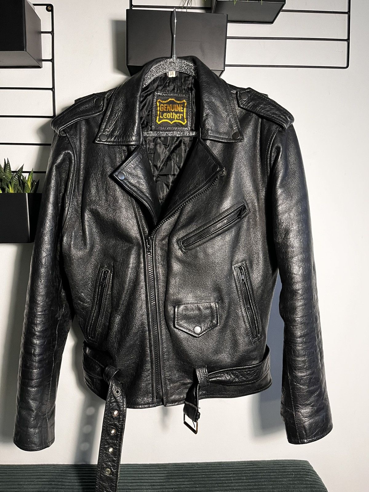 Genuine Leather Jacket real leather biker vintage retro motor trash cyber Size M / US 6-8 / IT 42-44 - 1 Thumbnail