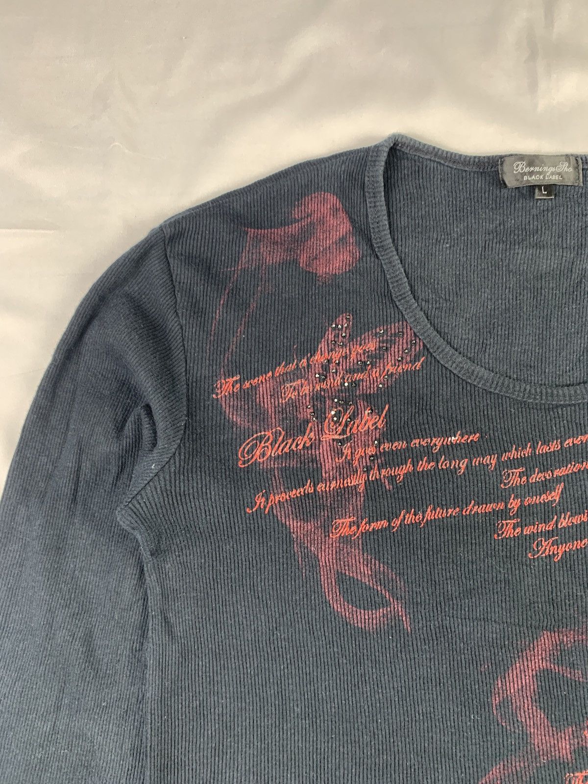 BERNINGS SHO 2000s Bernings Sho Japan Smokey Poem Letters Longsleeve Top Size L / US 10 / IT 46 - 6 Thumbnail