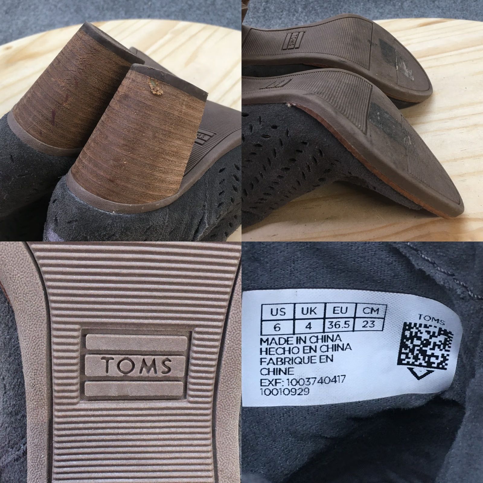 Toms TOMS Boots Womens 6 Cut Out Ankle Booties Gray Suede Peep Toe Block Heels Zip Up Shoes Size US 6 / IT 36 - 9 Thumbnail