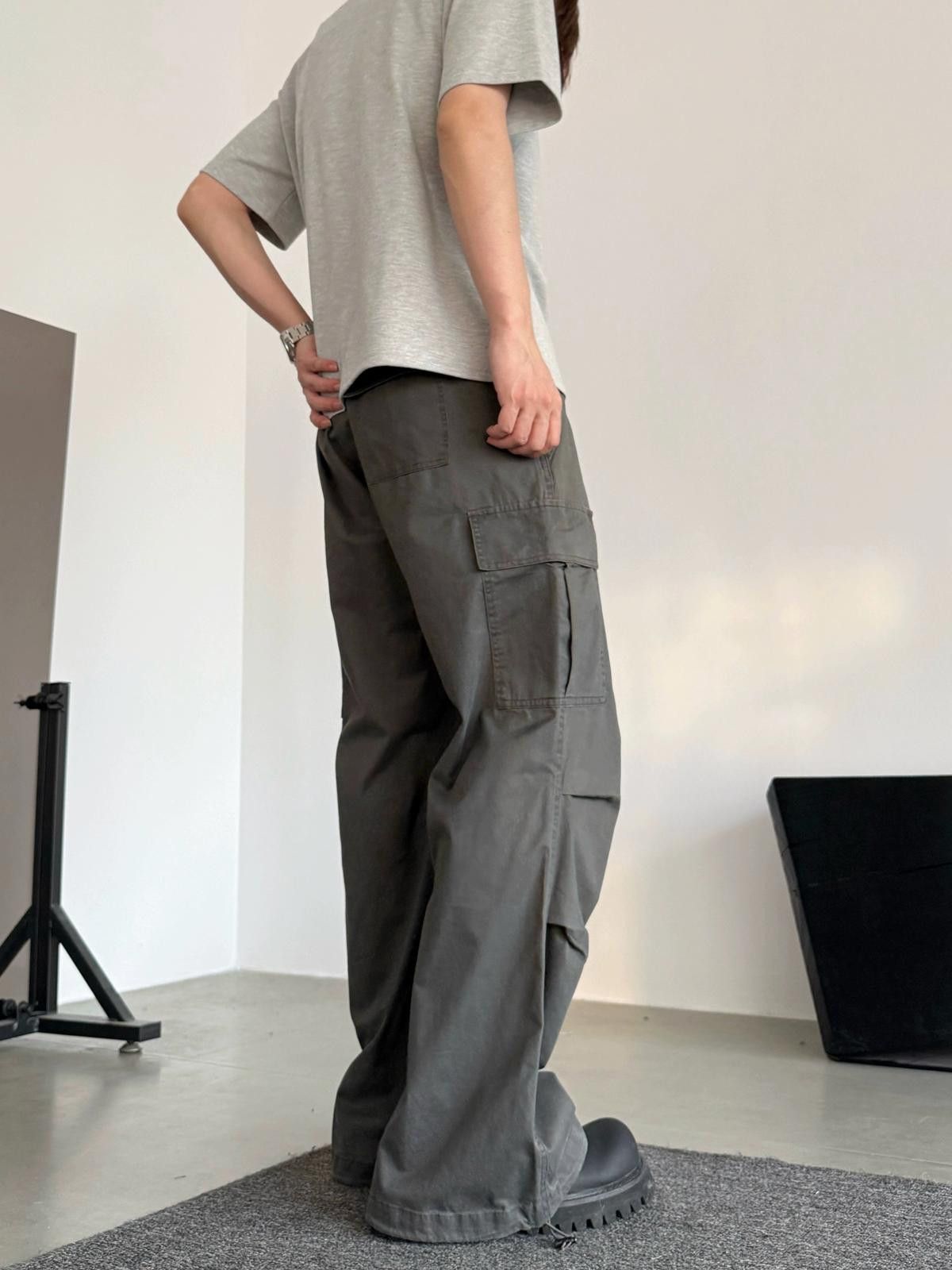 Other Stacked Flared Gray Loose Fit Pants, Wide Leg Utility Pants Size US 32 / EU 48 - 4 Thumbnail