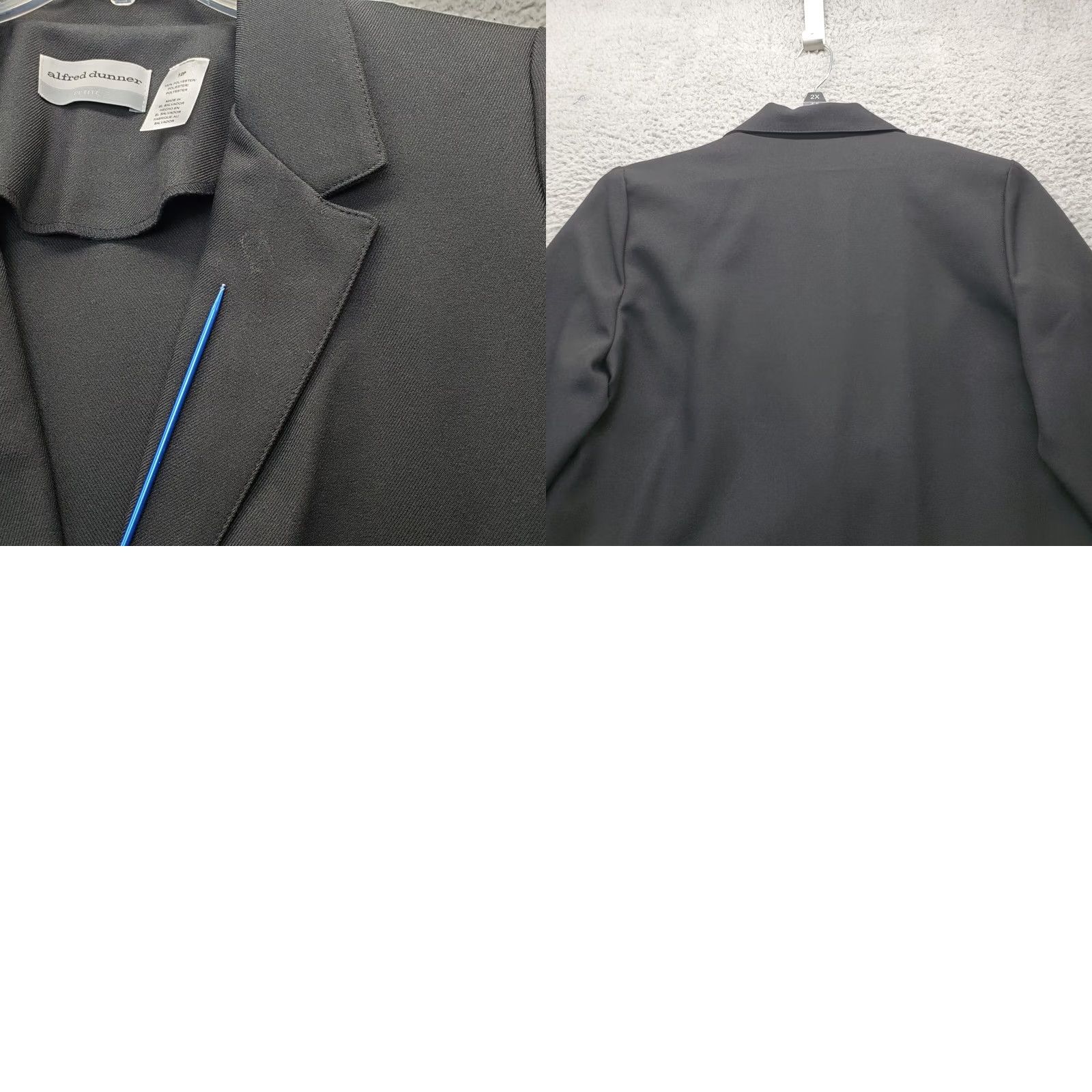 Vintage Alfred Dunner Blazer Womens Petite 12P Black Notch Lapel Single Breasted Blazer Size XL / US 12-14 / IT 48-50 - 8 Thumbnail