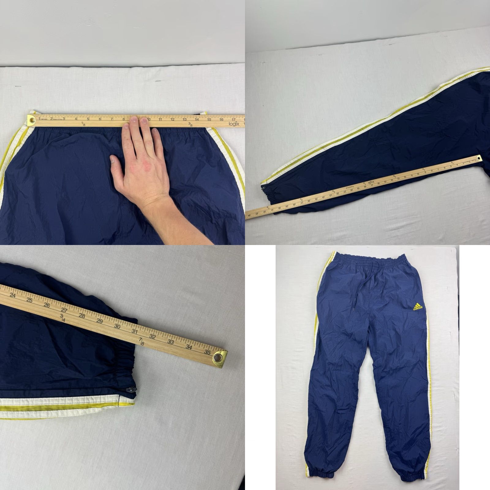 Adidas VINTAGE adidas Track Pants Men L Blue Baggy 90s Sports Athleisure Logo Embroider Size US 33 - 8 Thumbnail