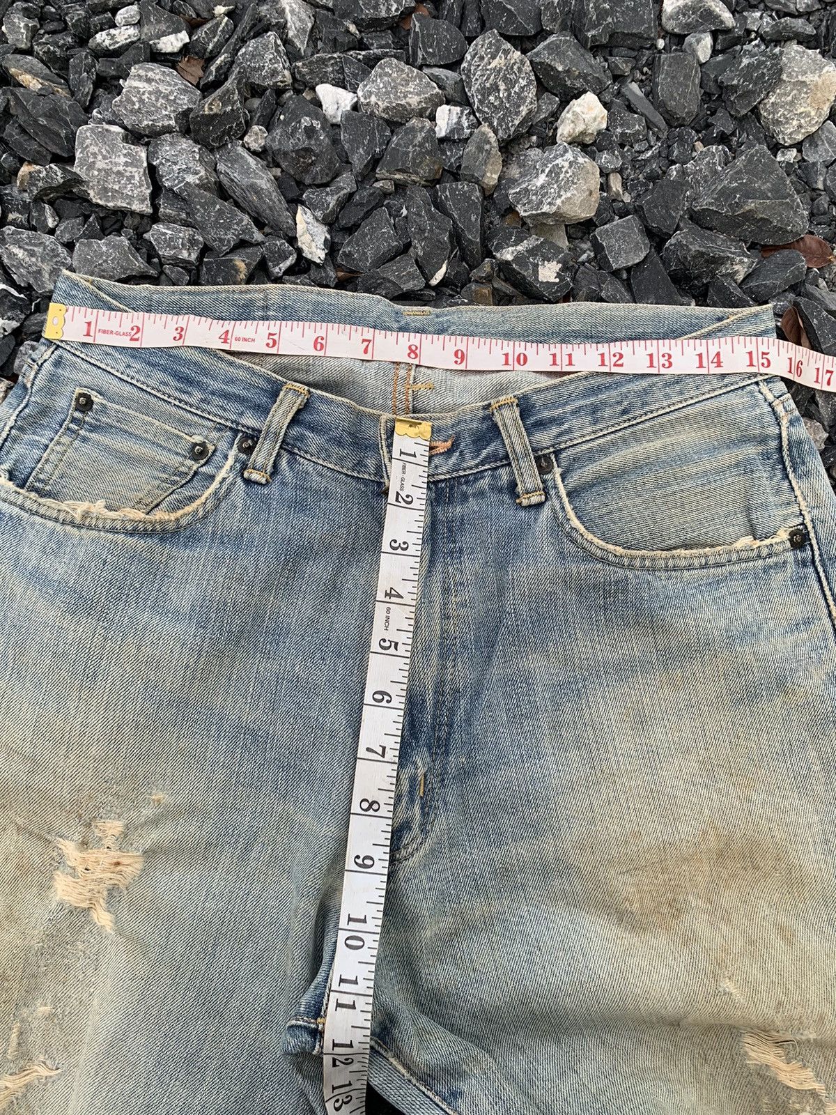 Kapital VINTAGE EDWIN 505 SELVEDGE FADED RUSTY DISTRESSED DENIM Size US 31 - 24 Thumbnail