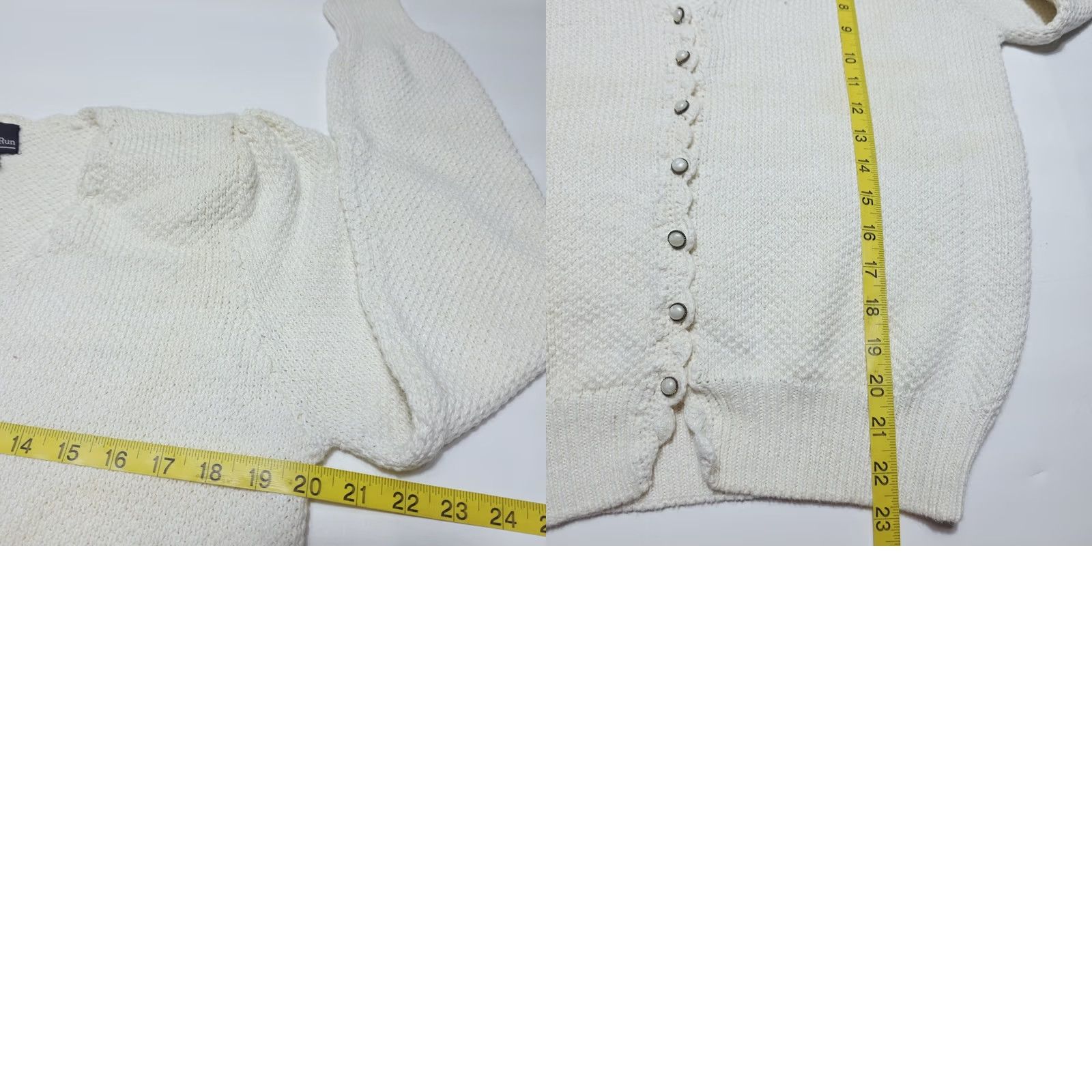 Hunter VINTAGE Hunters Run Cardigan Sweater Ivory Knited Pearl Button-Up Large 90's Woman Wool? Size L / US 10 / IT 46 - 8 Thumbnail