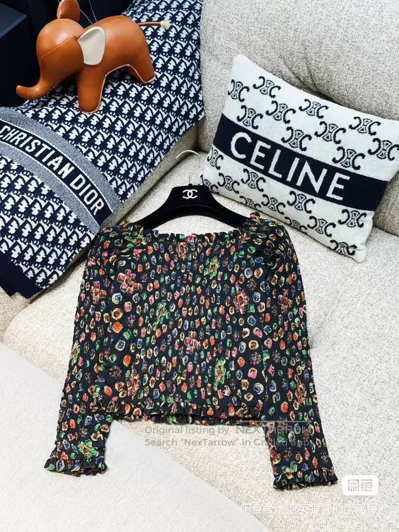 Chanel Chanel Gemstone pattern one-shoulder pleated top Size XXS / US 00 / IT 34 - 1 Thumbnail