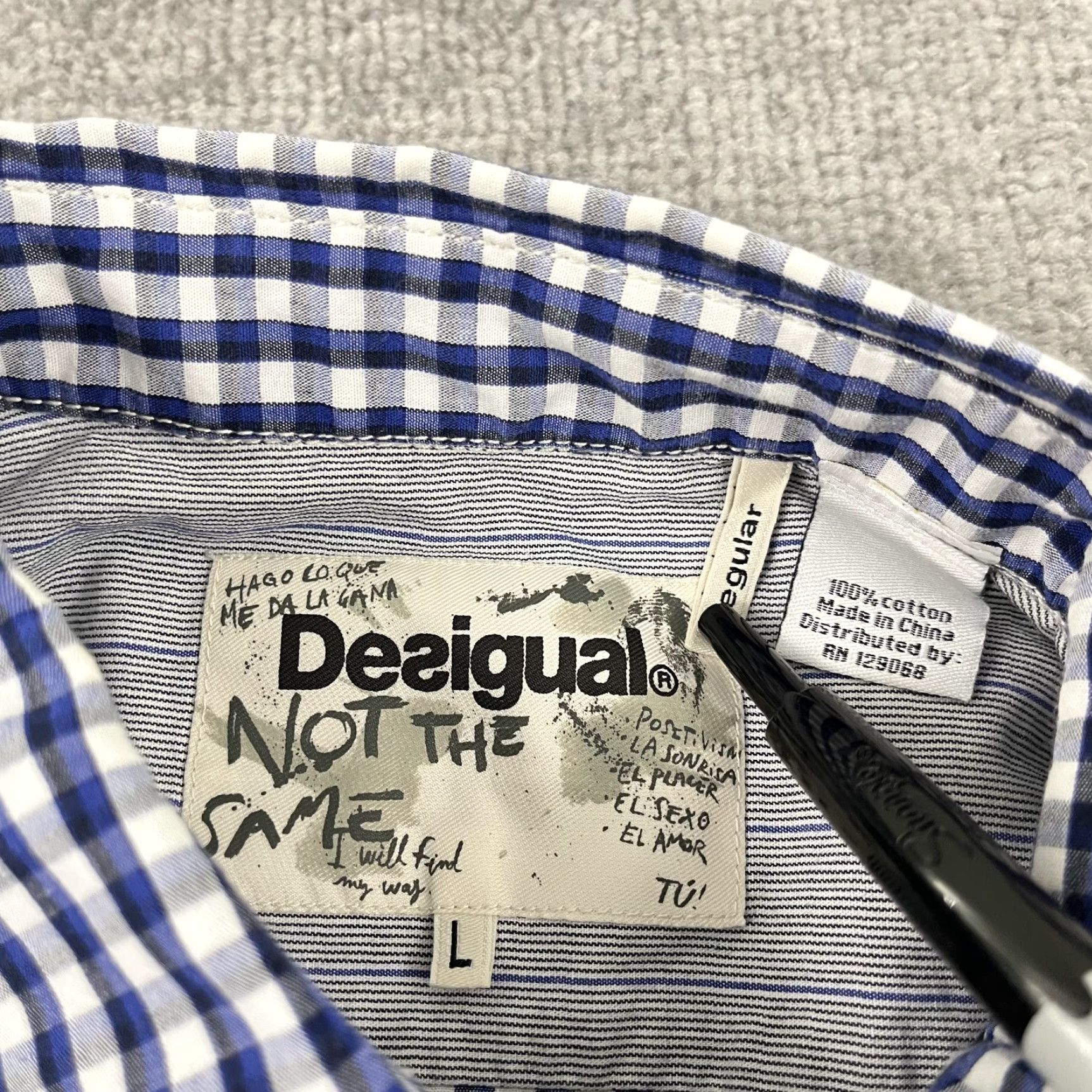 Desigual VINTAGE Desigual Shirt Mens Large Blue Patchwork Modernist Art Eclectic Button Up Size US L / EU 52-54 / 3 - 2 Thumbnail