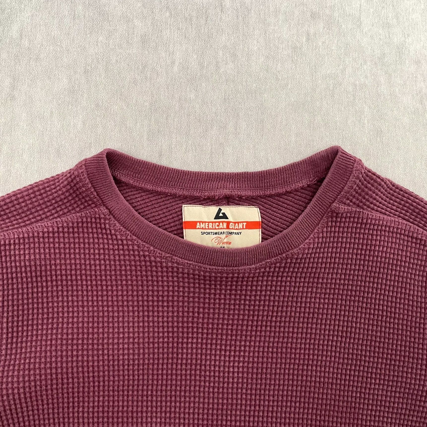 Vintage American Giant Shirt Womens M Burgundy Thermal Waffle Knit Sweatshirt USA Size M / US 6-8 / IT 42-44 - 3 Thumbnail