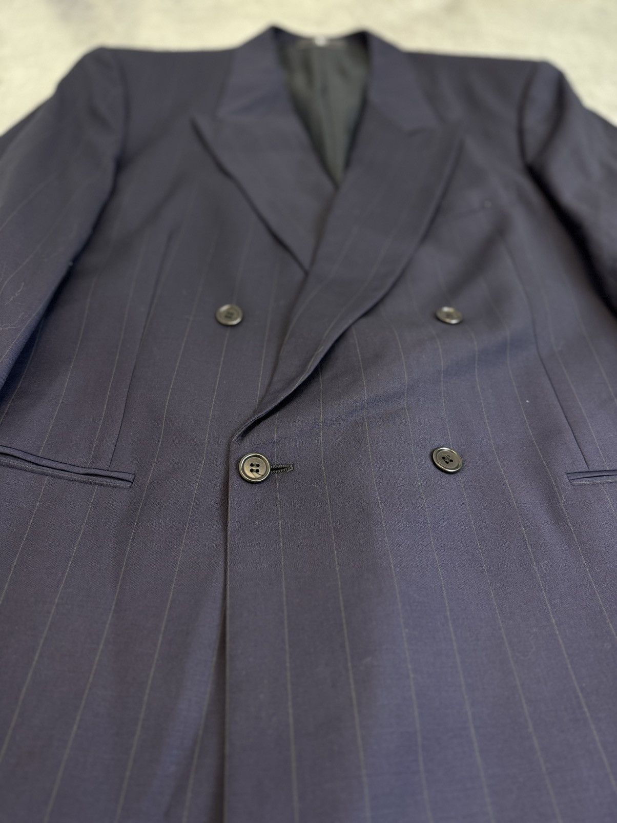 Valentino Valentino Double Breasted Pinstripe Wool Suit Vintage 90s Size 54R - 3 Thumbnail