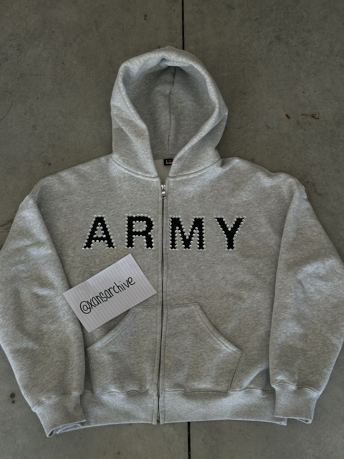 Other Grey Army Rhinestone Hoodie Grailed