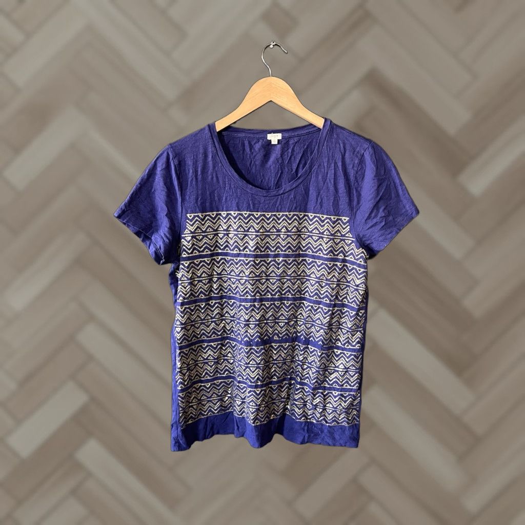 J.Crew J. Crew Womens Purple Short Sleeve Graphic T-shirt Size L Size L / US 10 / IT 46 - 1 Thumbnail