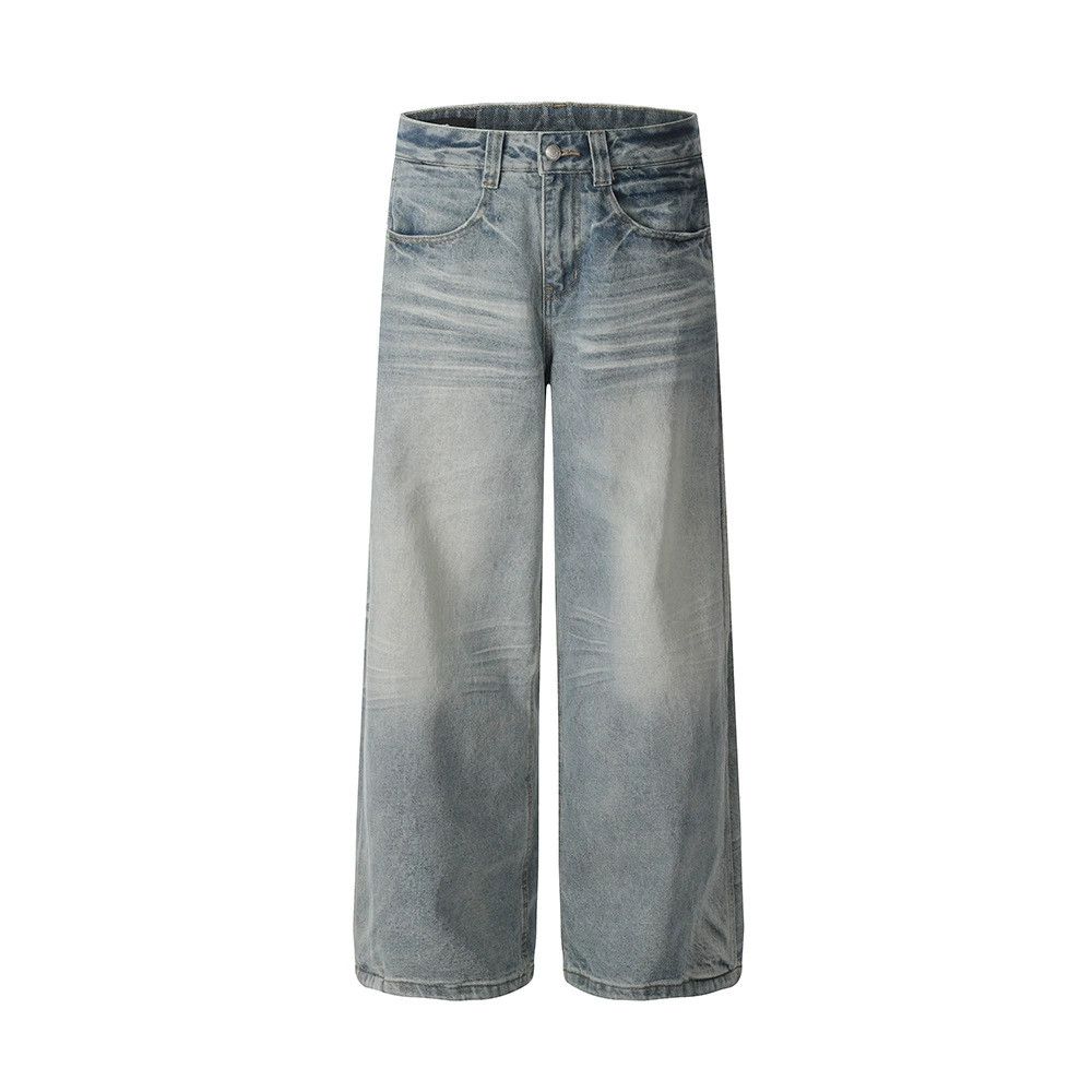 Jean Punk washed gradient men's loose wide-leg jeans y2k Size US 32 / EU 48 - 1 Thumbnail