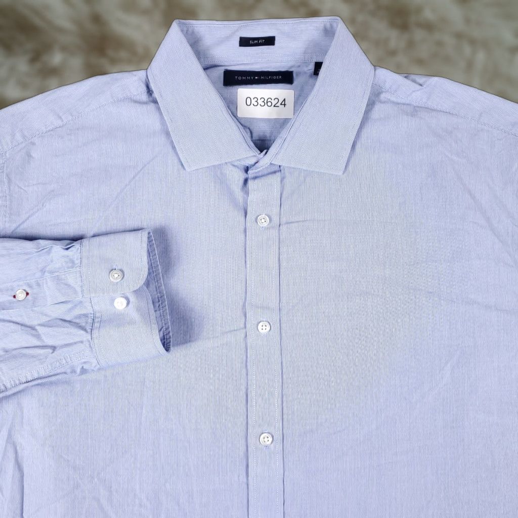 Tommy Hilfiger Tommy Hilfiger Men's XL Blue Solid Casual Button-Up Long Sleeve Shirt Size US XL / EU 56 / 4 - 1 Thumbnail