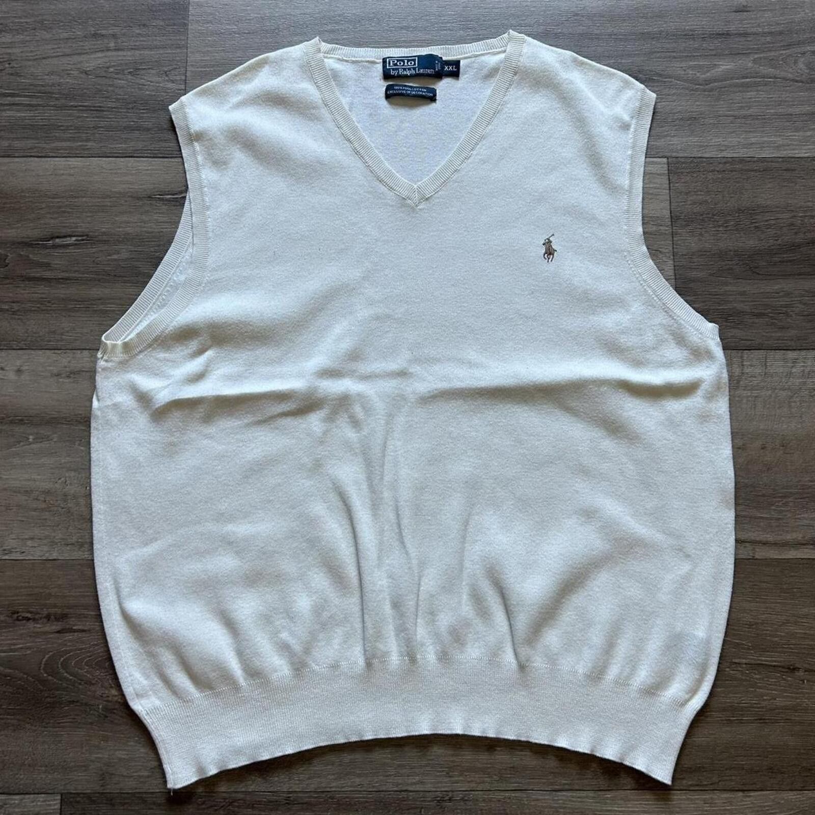 Polo Ralph Lauren Vintage 90’s Polo Ralph Lauren cream sweater vest Size XXL Size US XXL / EU 58 / 5 - 1 Thumbnail