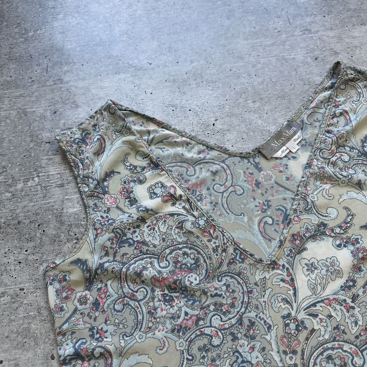 Max Mara Max Mara Tank Top Paisley Pattern V-neck Size L / US 10 / IT 46 - 2 Thumbnail