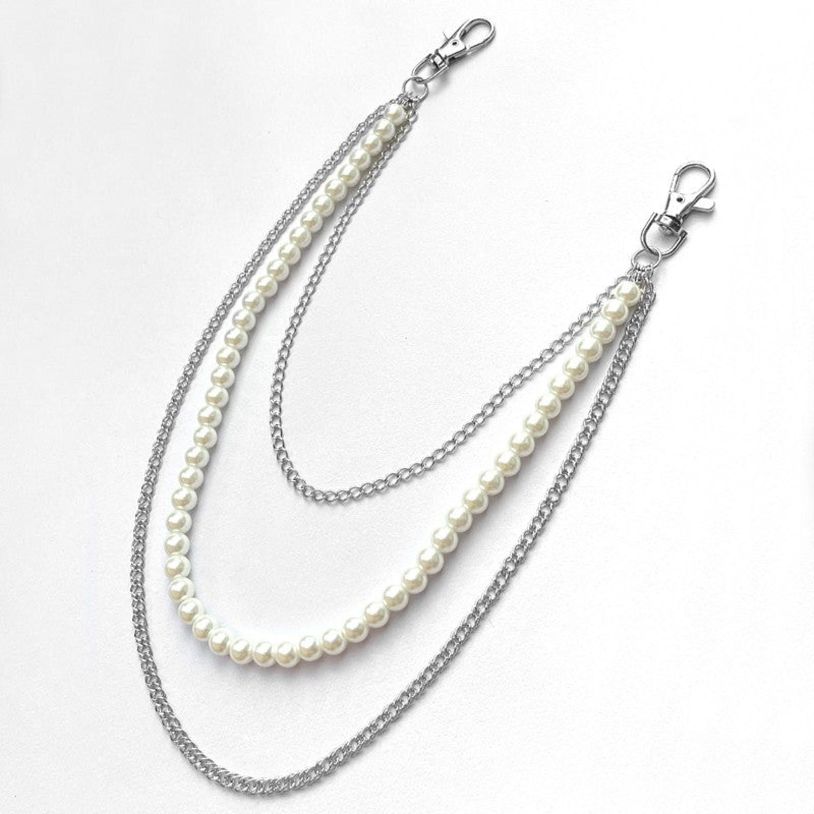 Jewelry Triple Layer Pearl Wallet Chain, Pants Chain Size ONE SIZE - 4 Thumbnail