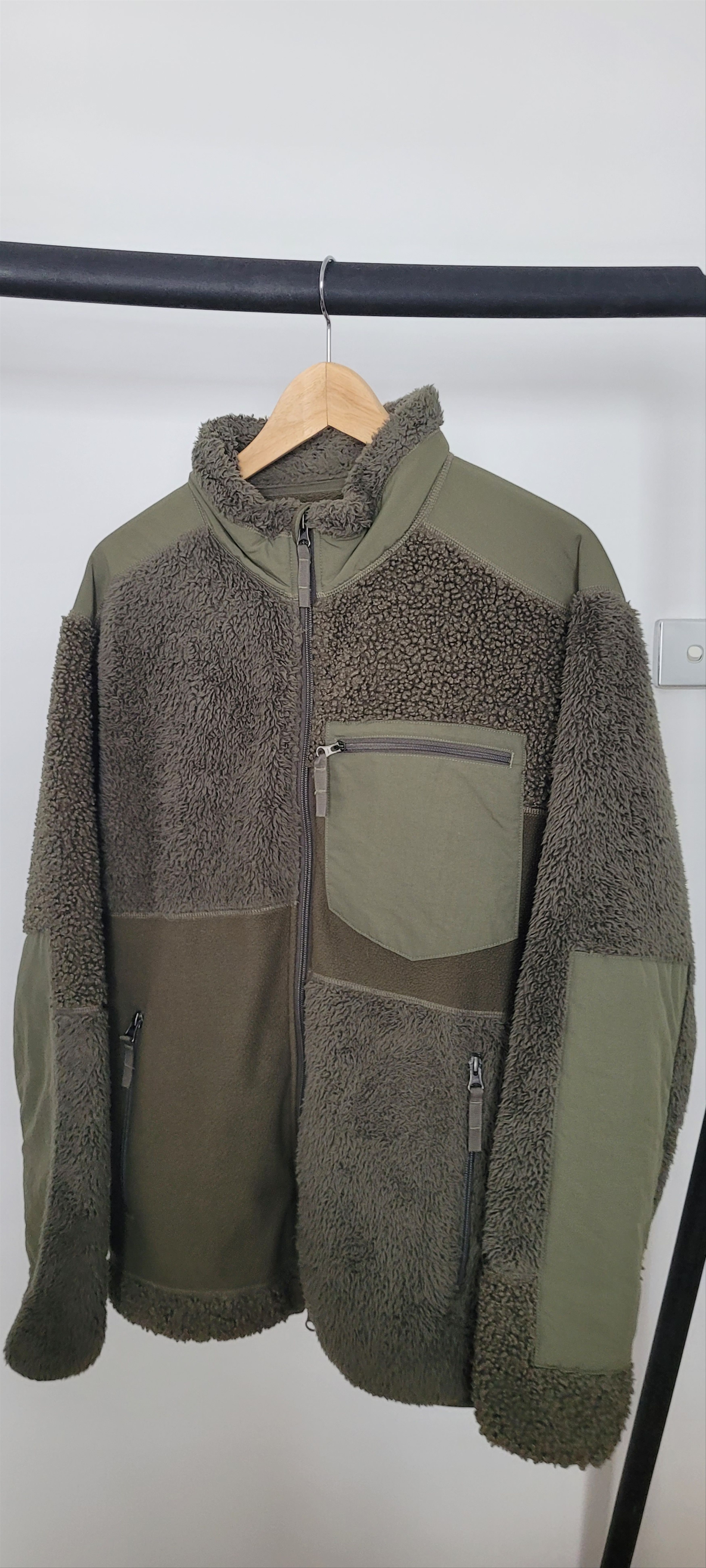image of Engineered Garments Combination Fleece Jacket Olive, Men's (Size Medium)
