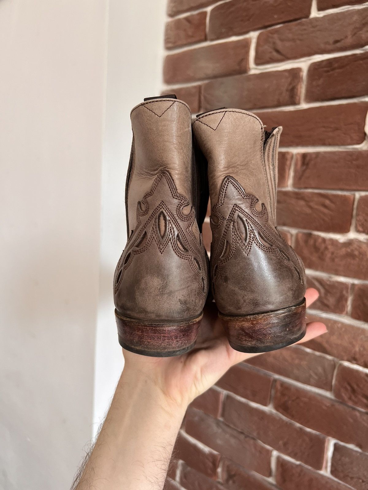 Handmade Vintage Sancho Genuine Leather Brown Western Cowboy Boots Size US 7 / EU 40 - 6 Thumbnail