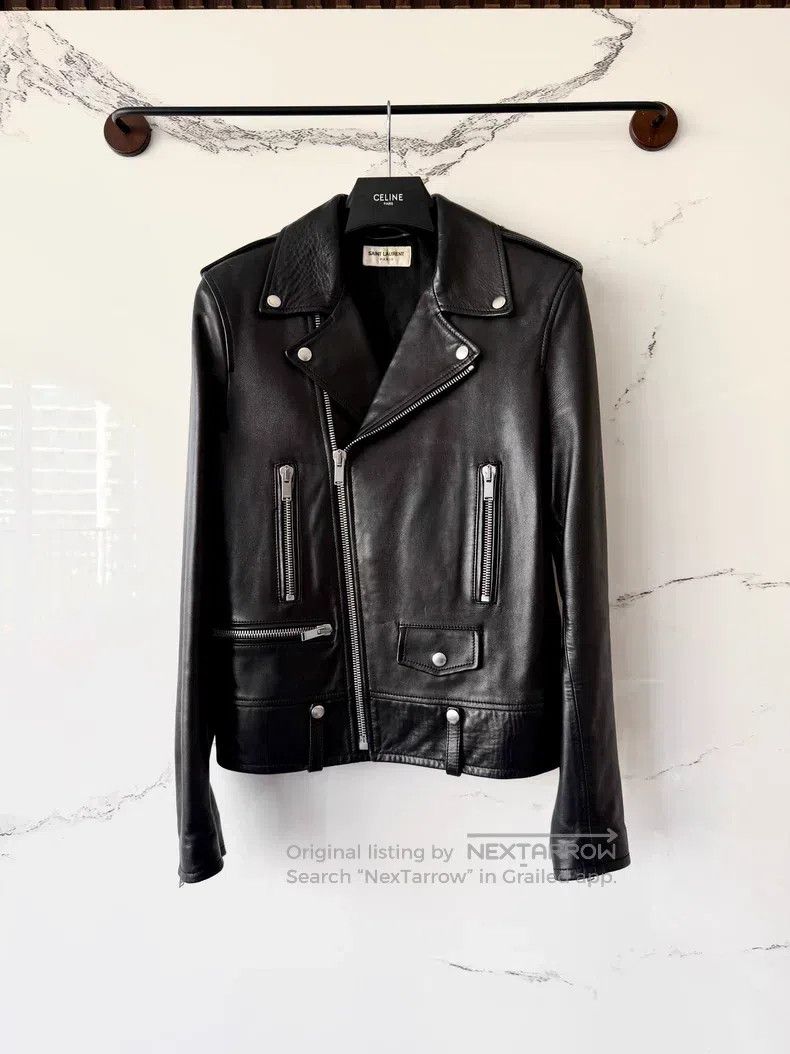 Saint Laurent Paris Saint Laurent Paris Black Motorcycle Leather Jacket Size US S / EU 44-46 / 1 - 1 Thumbnail