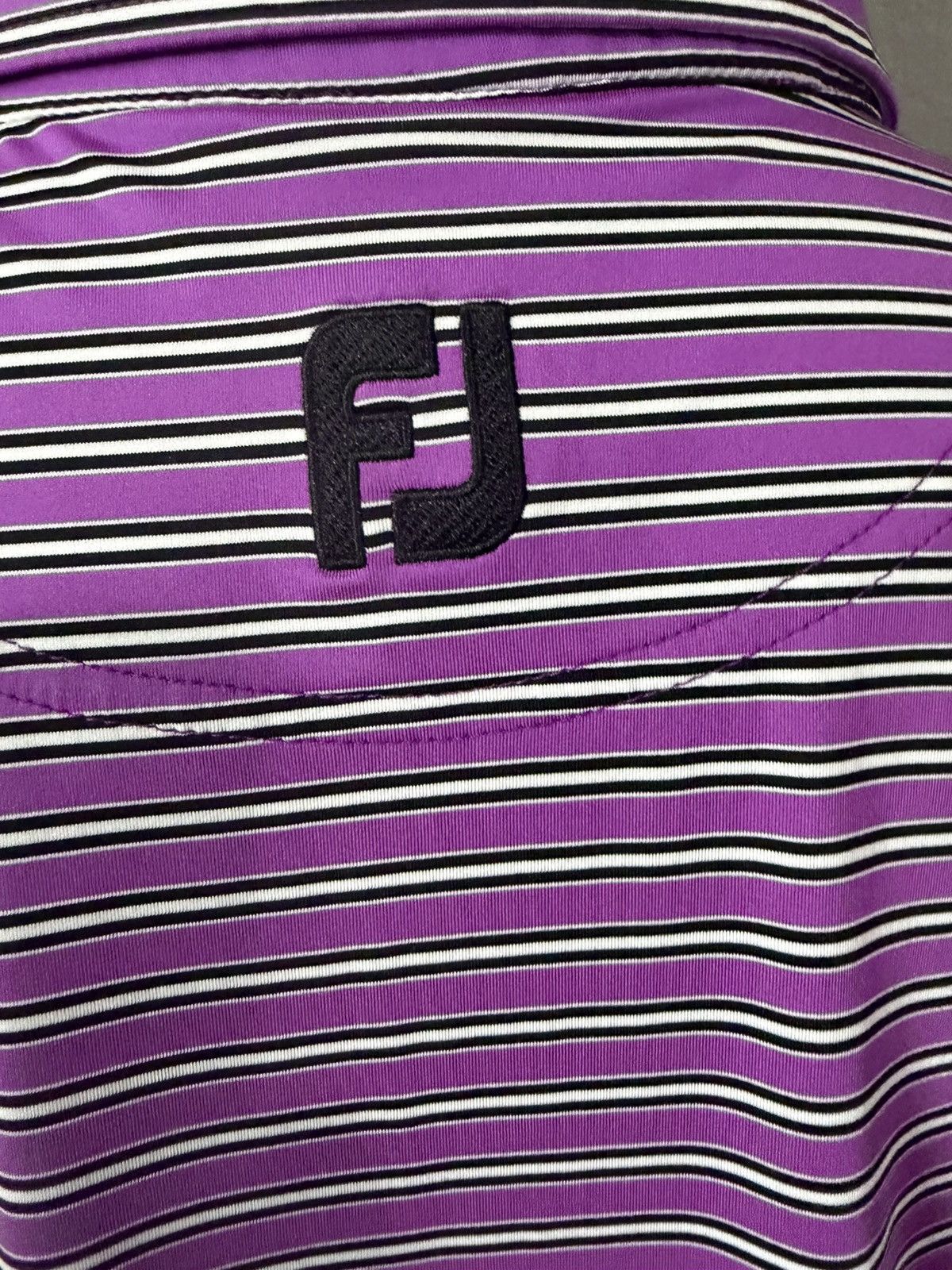 Footjoy FootJoy Purple Striped Polo Golf Performance Shirt Size XL. Size US XL / EU 56 / 4 - 4 Thumbnail
