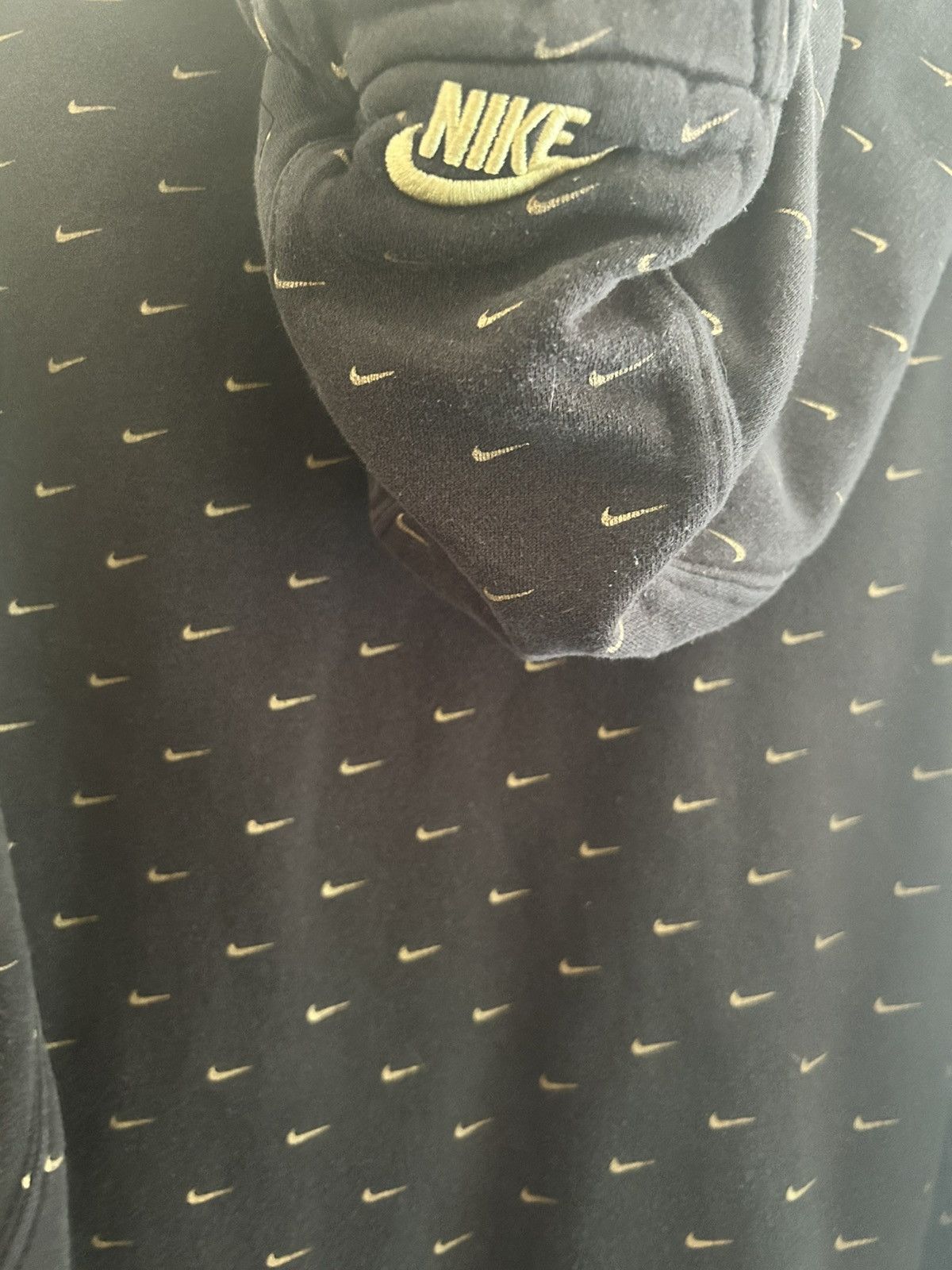 Nike Nike All-Over Mini Swoosh Hoodie Black Embroidered Pullover Size US S / EU 44-46 / 1 - 4 Thumbnail