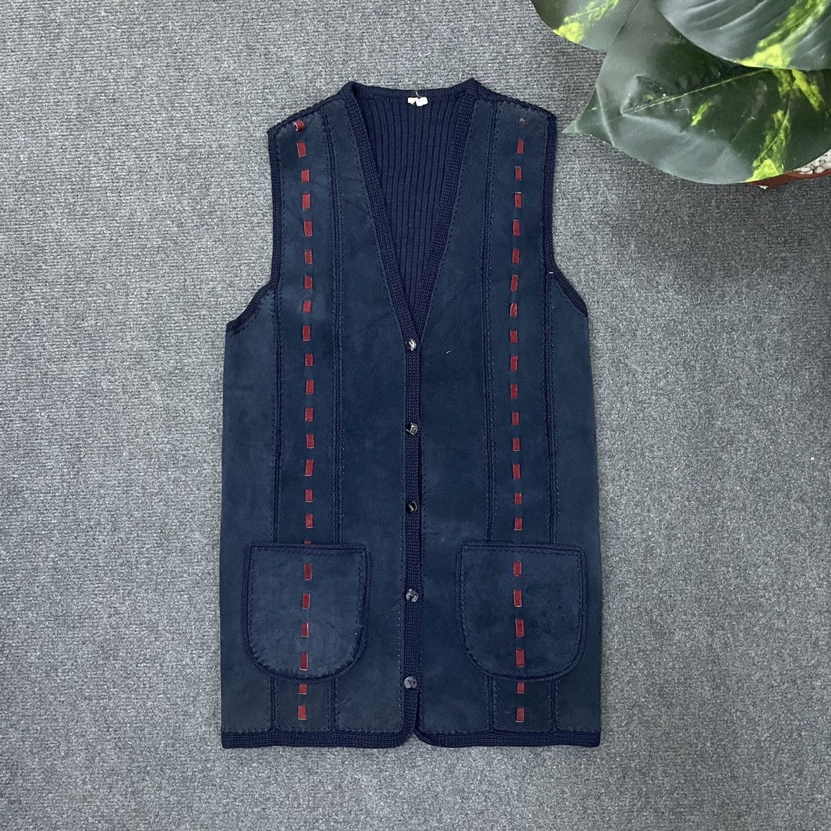 Vintage Vintage Suede Leather + Wool Vest Size US XS / EU 42 / 0 - 1 Thumbnail