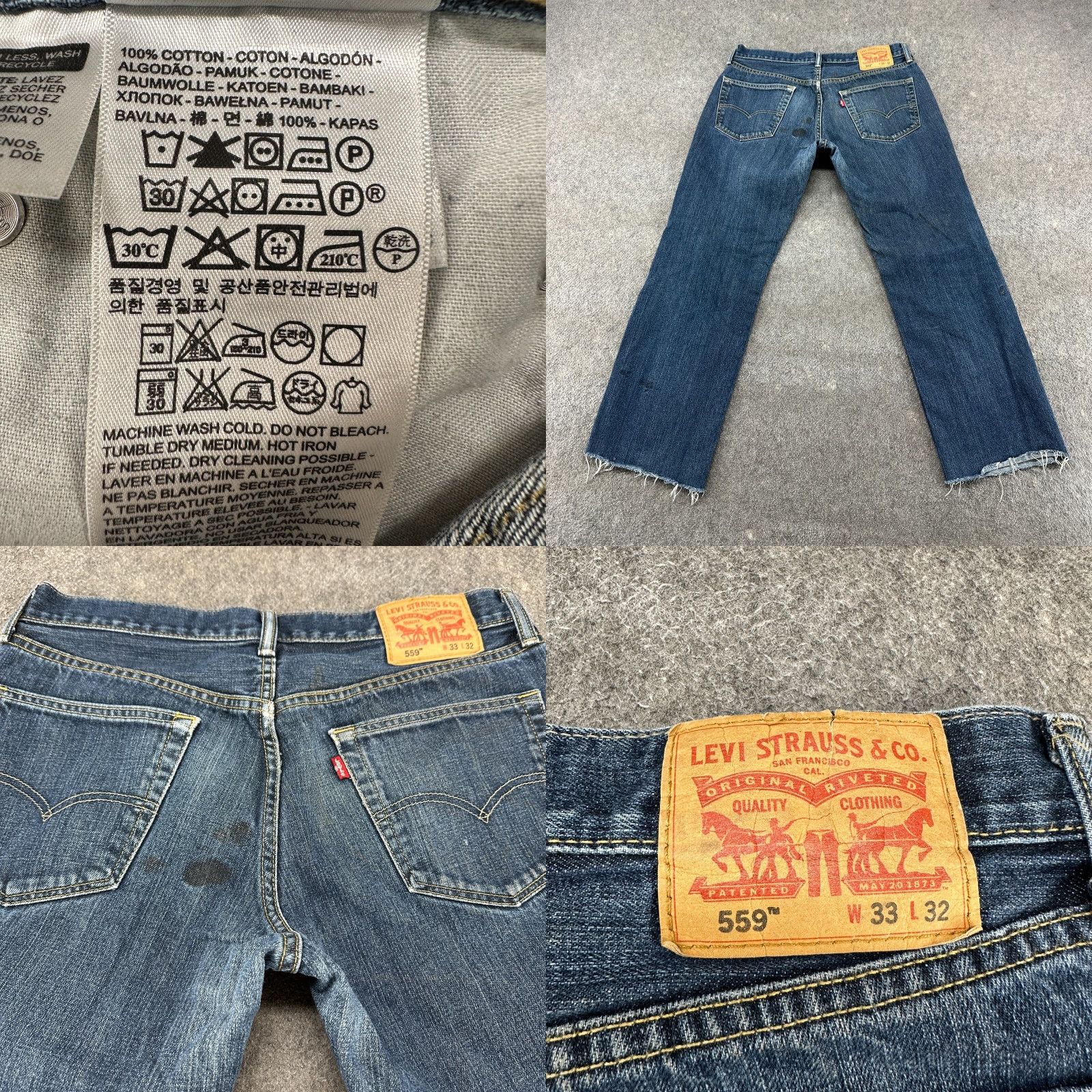 Levi's Levi's 559 Jeans Mens 33x30 Blue Straight Relaxed Distressed Cotton Denim 559 Model Modern 500 Series Mens Regular Size 33 Inseam 30 Size US 33 - 8 Thumbnail