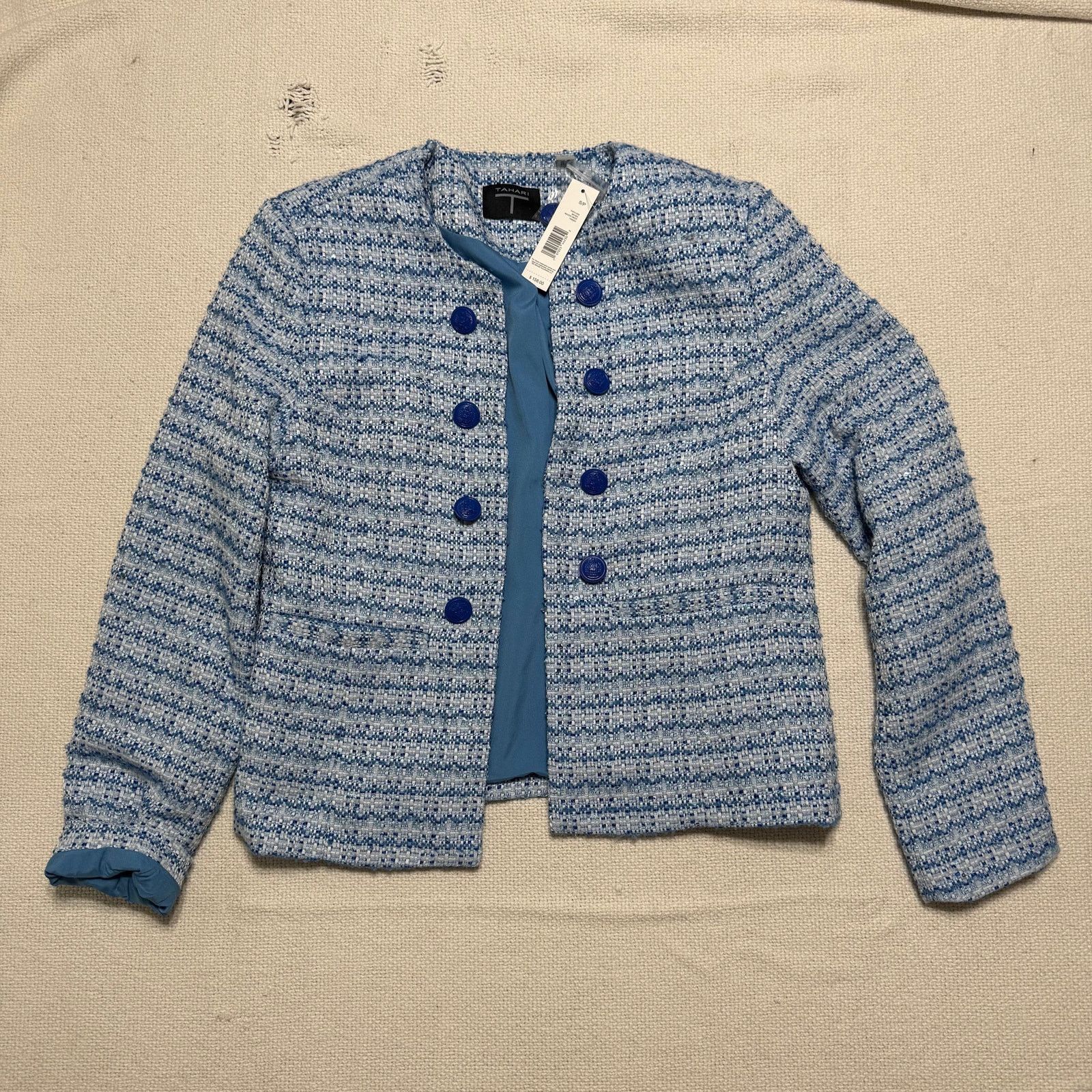 Elie Tahari Tahari Blue Tweed Jacket | Sz S/P Size S / US 4 / IT 40 - 2 Thumbnail