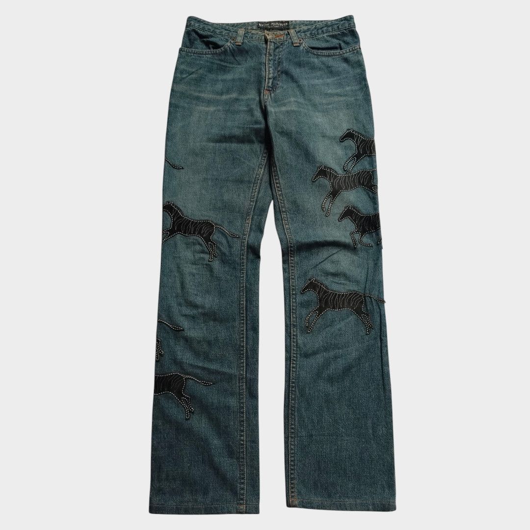 KEITAMARUYAMA Keita Maruyama zebra leather patch jean Size US 29 - 1 Thumbnail