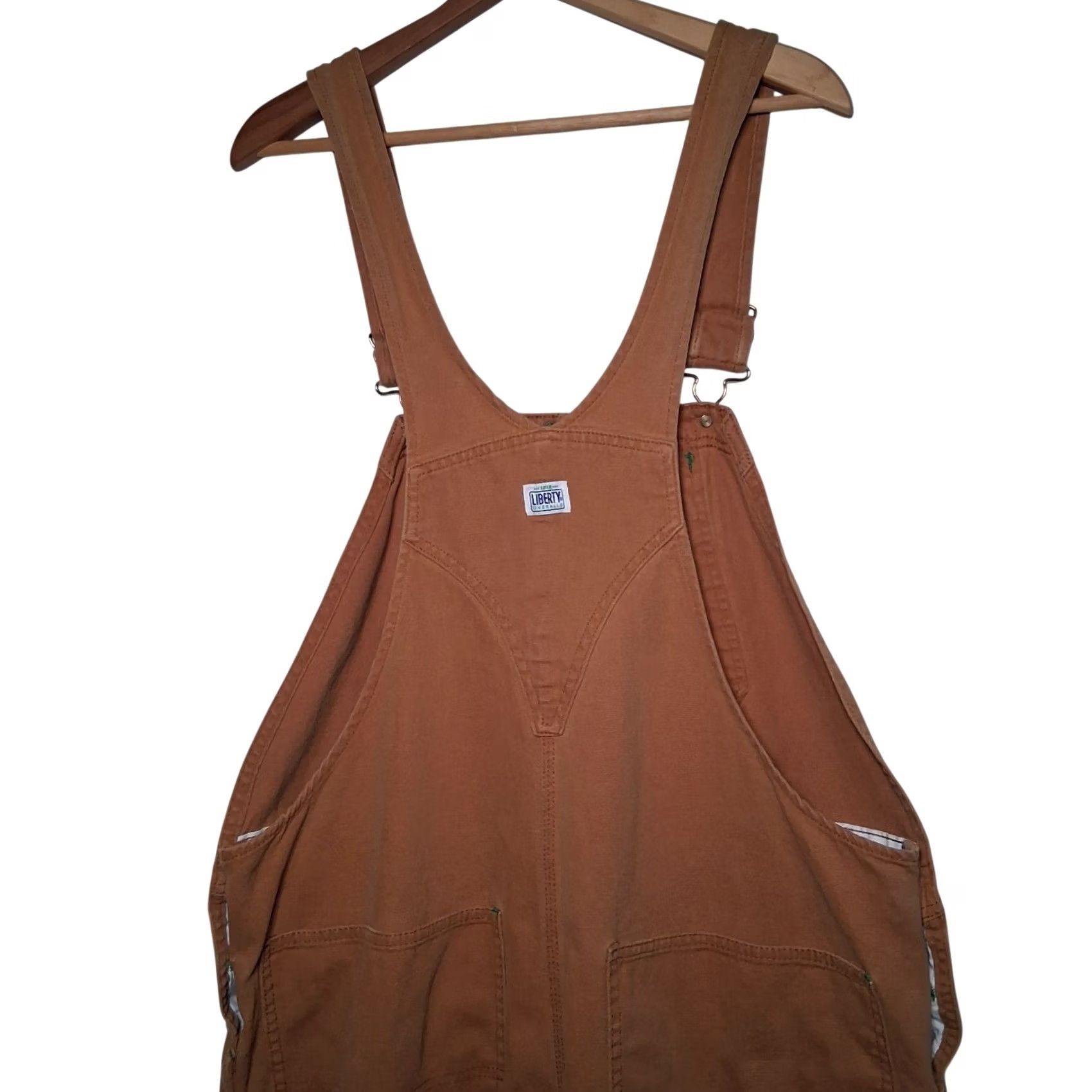 Vintage Liberty Overalls Men 42x28 Brown Canvas Carpenter Work Pants Bib Overalls Workwear Bibs Men Regular 42in Waist 28in Inseam Brown Canvas Size US 42 / EU 58 - 5 Thumbnail