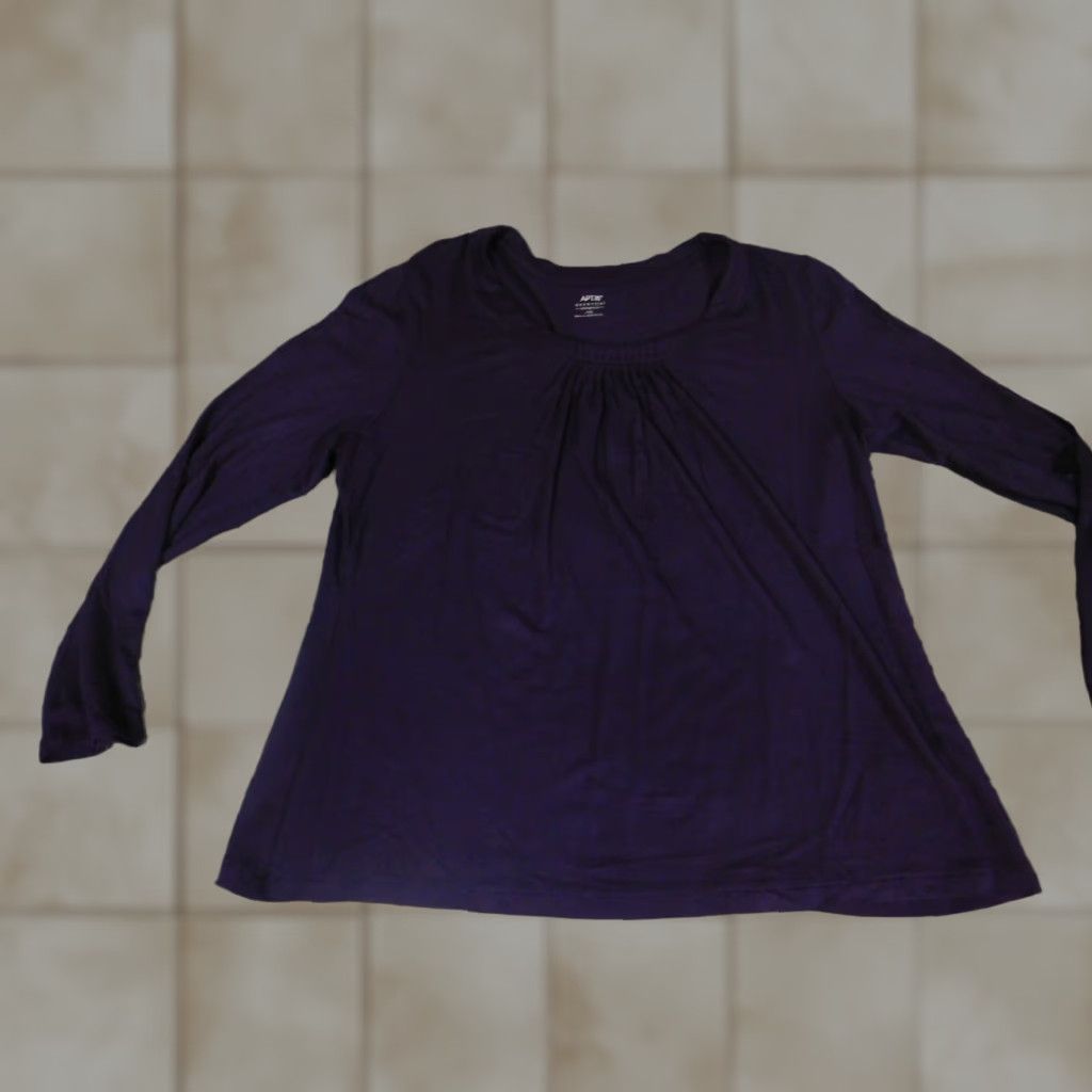 Apt. 9 Apt. 9 Blouse Women PXL Petites Purple Stretch Modal Rayon Cap Sleeve Crew Neck Button Pullover Casual Regular Vintage No Size XL / US 12-14 / IT 48-50 - 1 Thumbnail