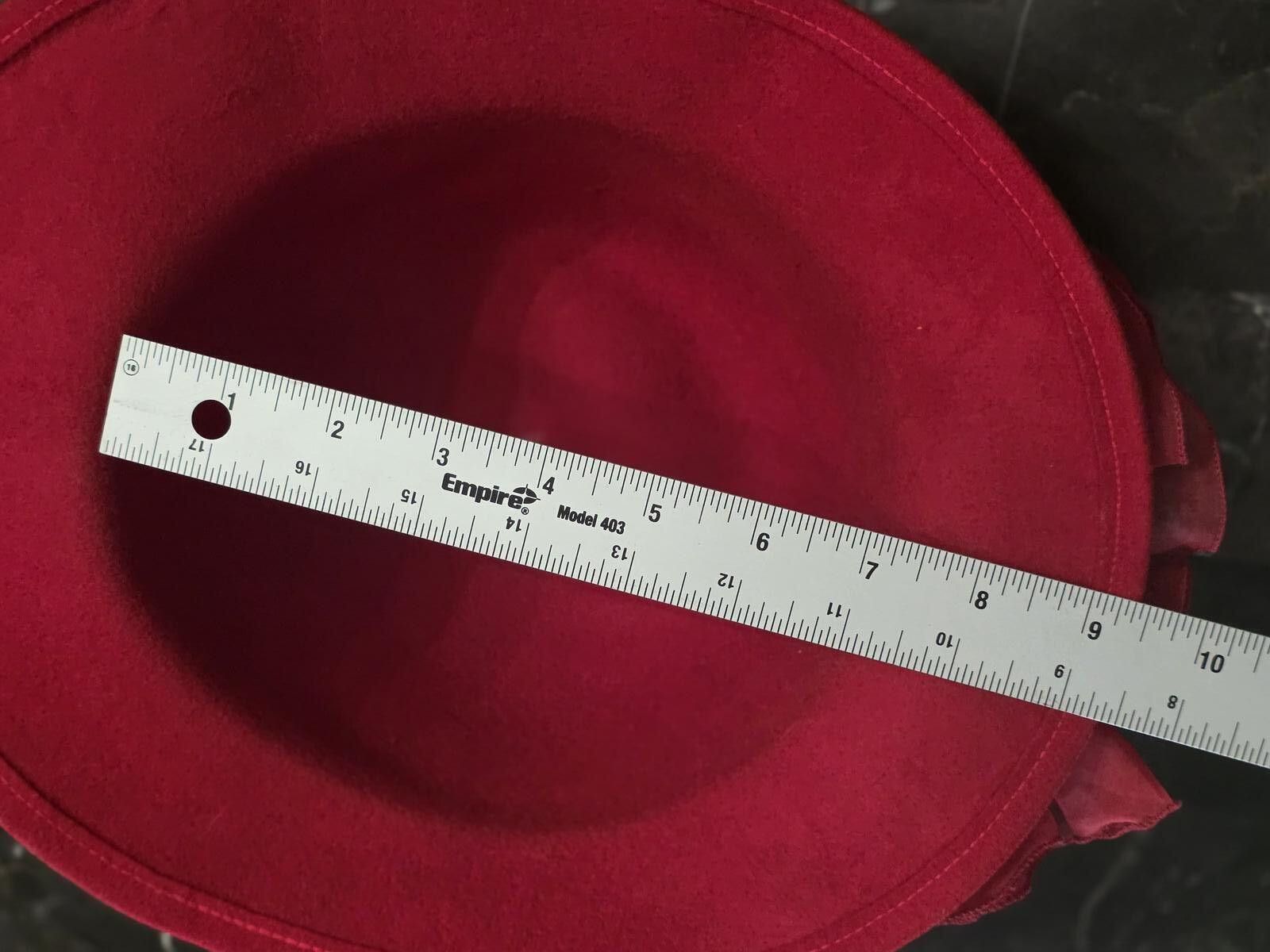 AGLINI Vintage Arlin Red Wool Cloche Hat with Side Organza Bow Size ONE SIZE - 9 Thumbnail