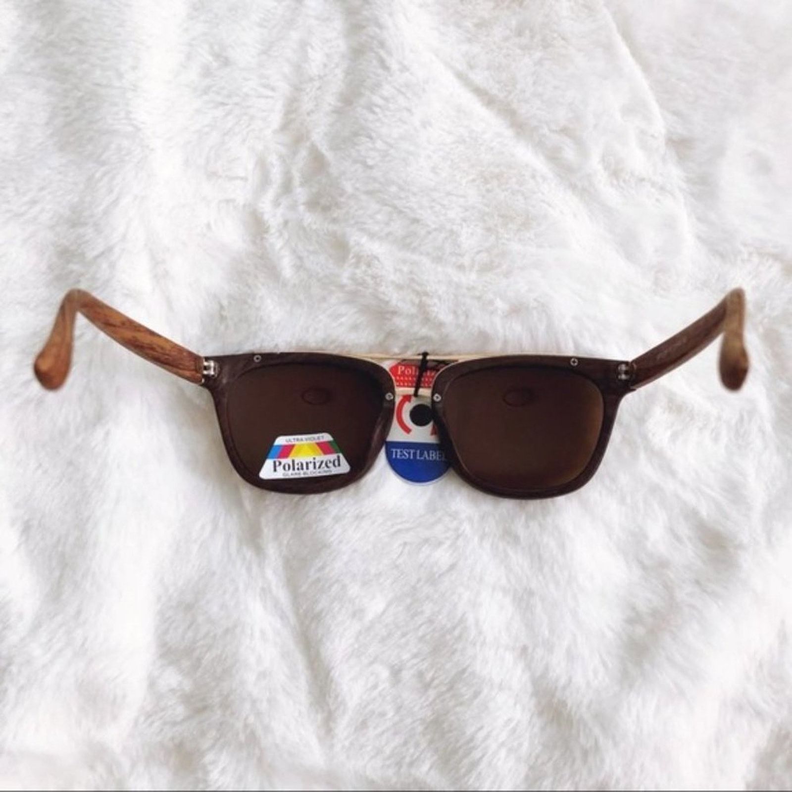 Other Lyle Dark Brown Wooden Polarized Sunglasses Size ONE SIZE - 8 Thumbnail