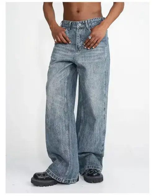 Japanese Brand VIBE Street Hip Hop Y2K Washed Faded Flared Jeans Size US 32 / EU 48 - 5 Thumbnail