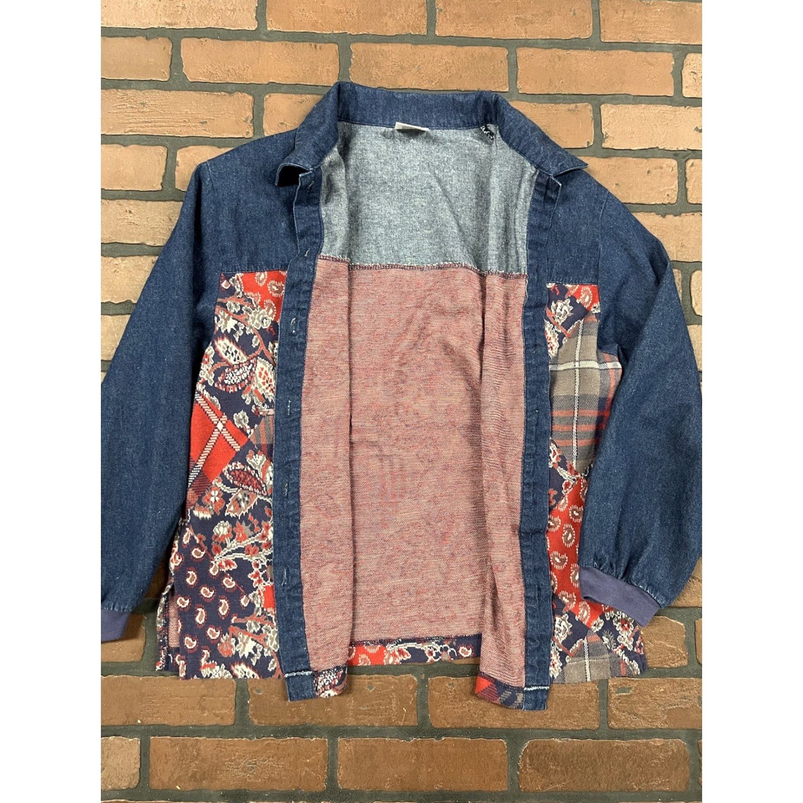 Denime Aileen Denim Paisley Patchwork Button Down Jacket Womens L Multicolor Size L / US 10 / IT 46 - 5 Thumbnail