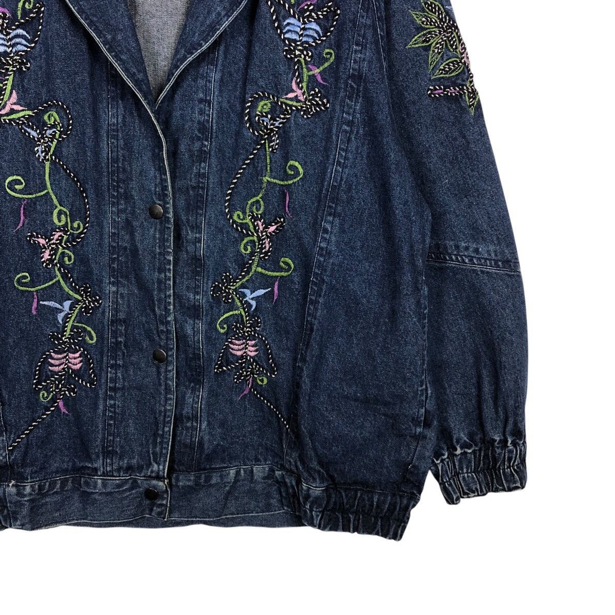 Japanese Brand 📌Vintage Denim Jacket Unbranded Floral Embroidered Big Logo Size US M / EU 48-50 / 2 - 6 Thumbnail