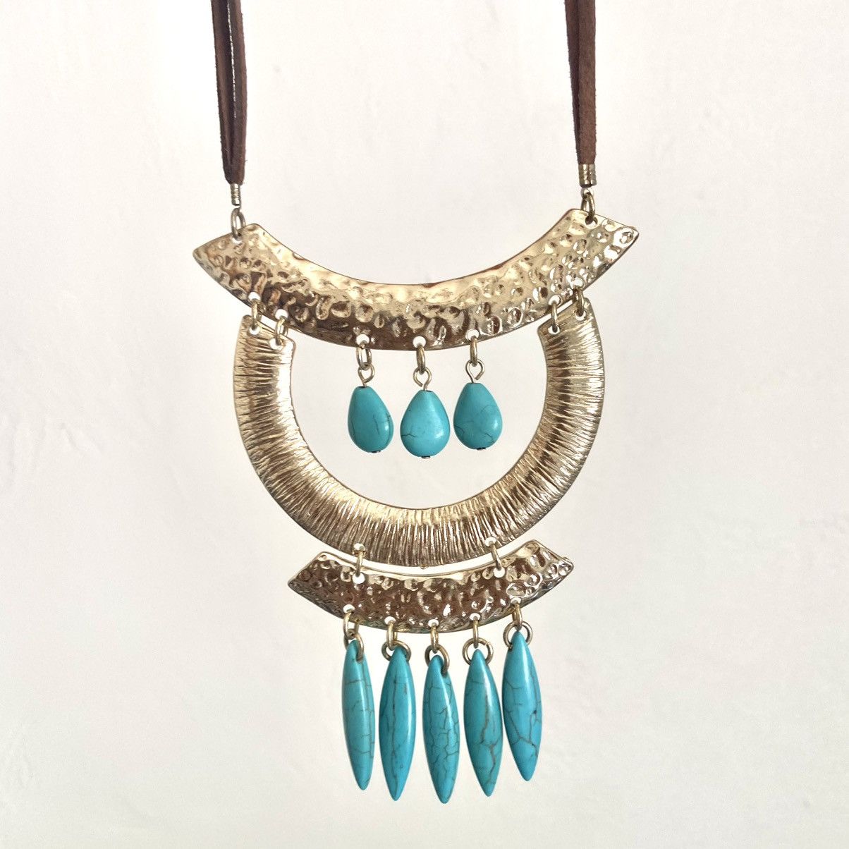 Other Long bohemian statement necklace w/gold & turquoise pendant Size ONE SIZE - 3 Thumbnail