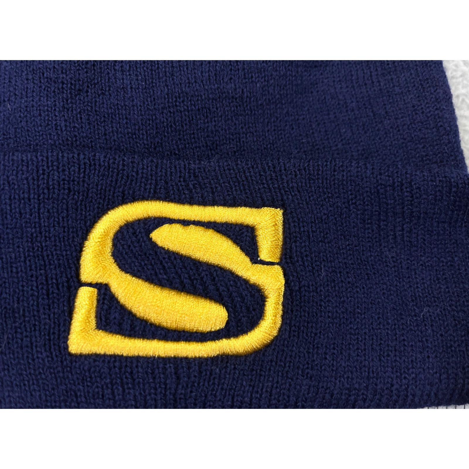 Vintage VINTAGE Beanie Hat Men Adult One Size Blue Yellow Embroidered Letter S Knit Acrylic Ski - Mens Beanie Size ONE SIZE - 2 Thumbnail