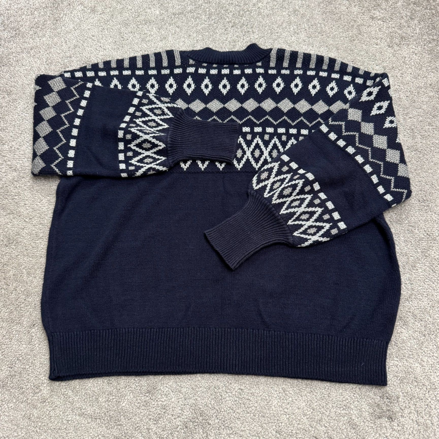 Ann Taylor Ann Taylor Sweater Womens XL Navy Silver Fair Isle Metallic Pullover Knit Autumn Winter Womens Size XL / US 12-14 / IT 48-50 - 2 Thumbnail