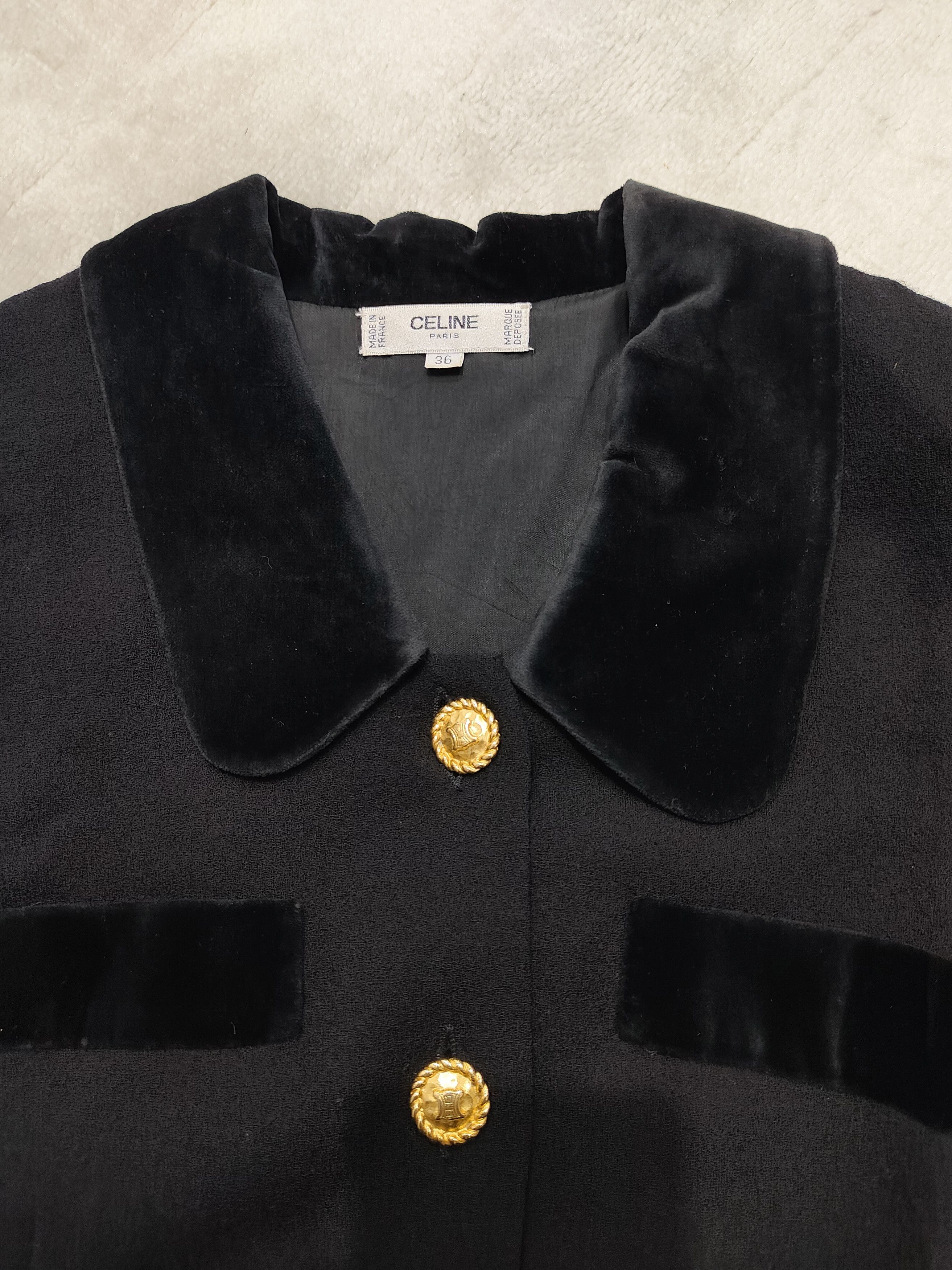 Celine 80s Celine- Archive Trompe L’Oeil Tailoring Wool Velvet Trim Size M / US 6-8 / IT 42-44 - 7 Thumbnail