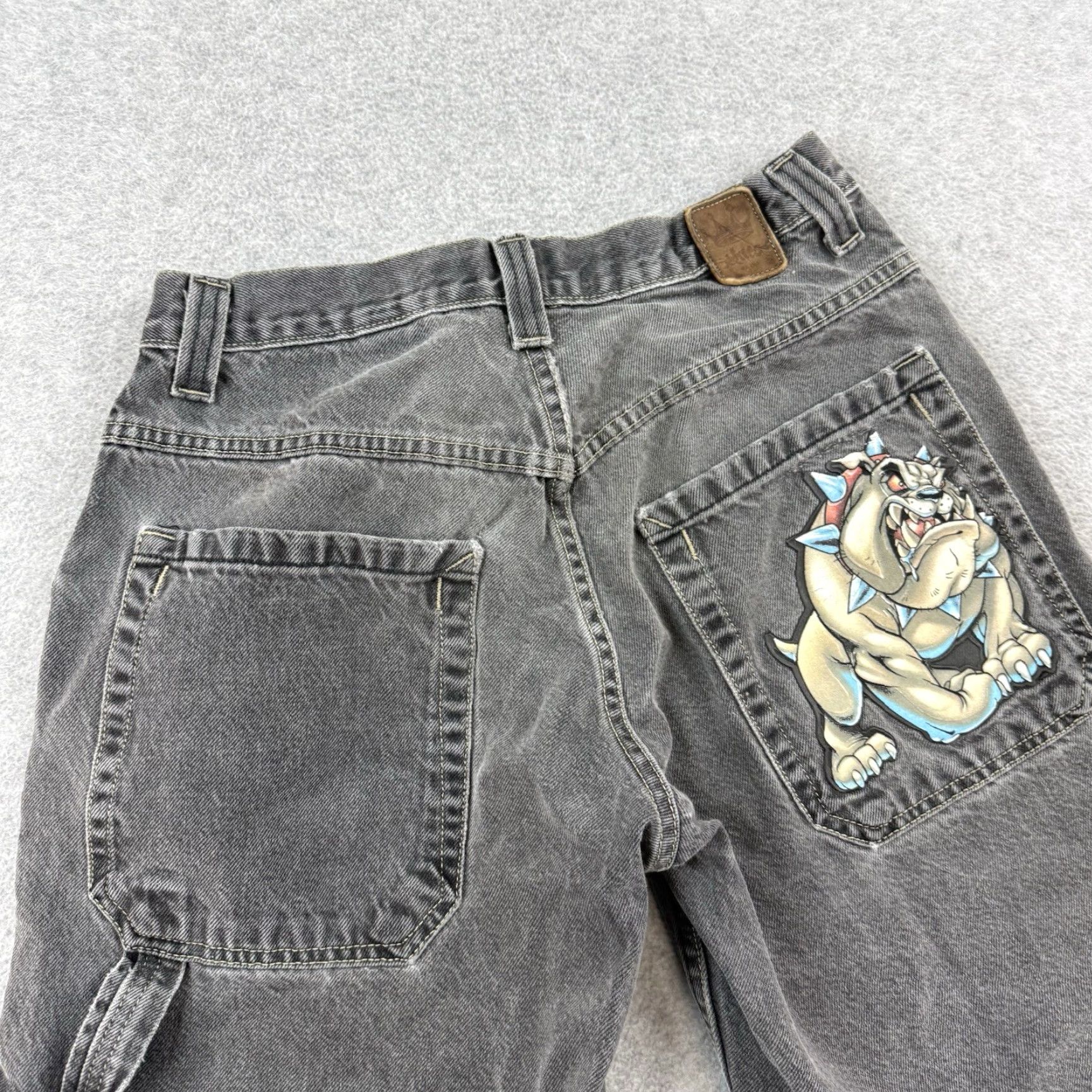 JNCO VINTAGE JNCO DenIM Short Jeans Baggy Wide Leg Gray Carpenter Bulldog 90s Grunge Mens 30 Black Denim 5-Pocket Baggy Style Size US 30 / EU 46 - 3 Thumbnail