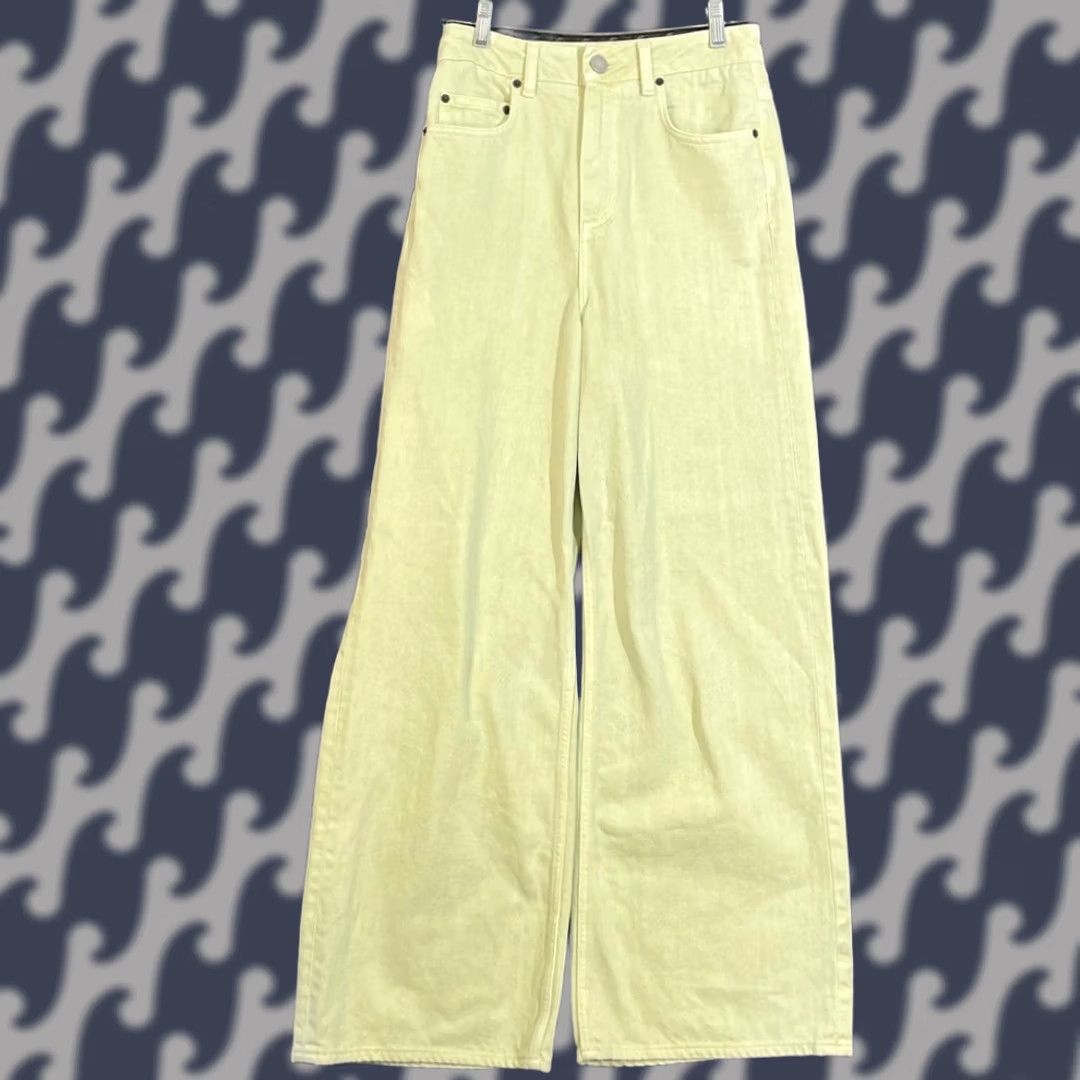 Asos ASOS Denim Light Green Wide Leg Flare High Rise Denim Jeans Women's 25/36 Womens 25 Regular Green Wide Leg Flare Jeans Size 42" / US 20 - 1 Thumbnail