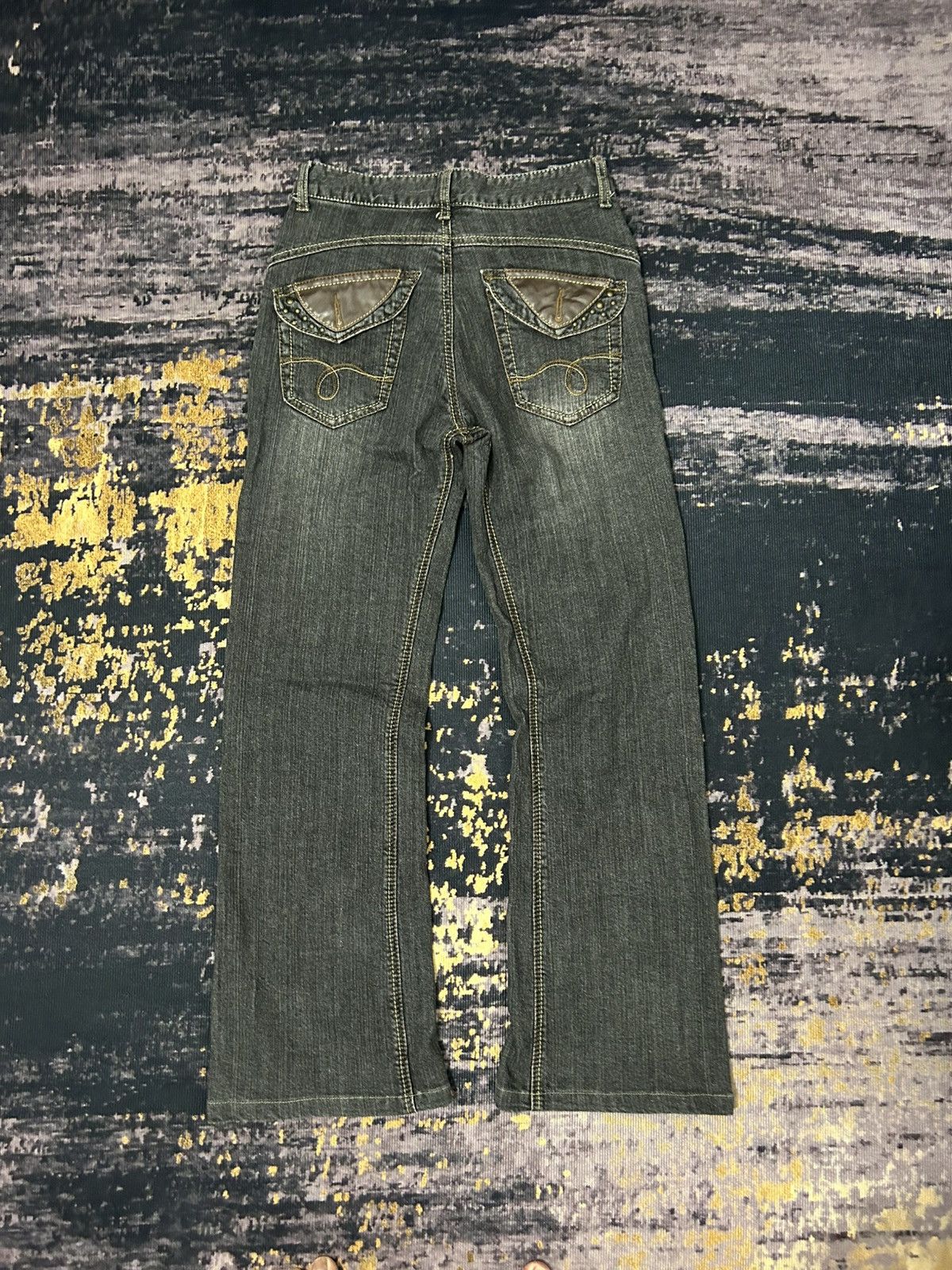 Japanese Brand 🔥🇯🇵 MASAKIMATSUSHIMA Japan Leather Pocket Flare Jeans Size US 27 - 2 Thumbnail