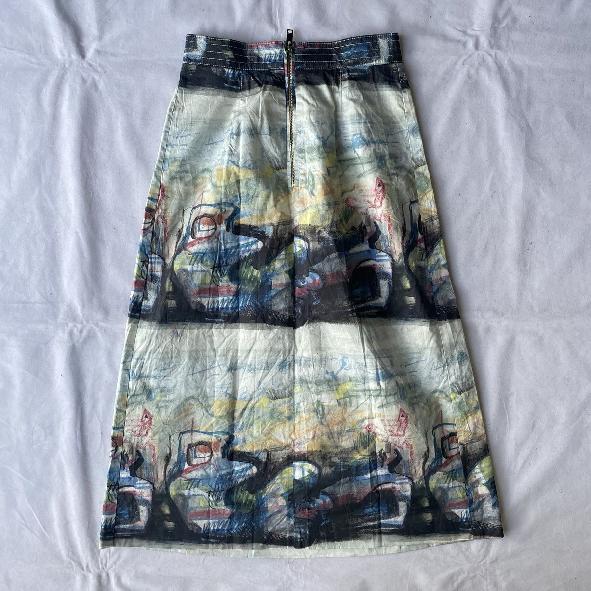 Burberry × Designer Artistic Abstract Printed Burberry A-Line Midi Skirt Size 26" / US 2 / IT 38 - 15 Thumbnail