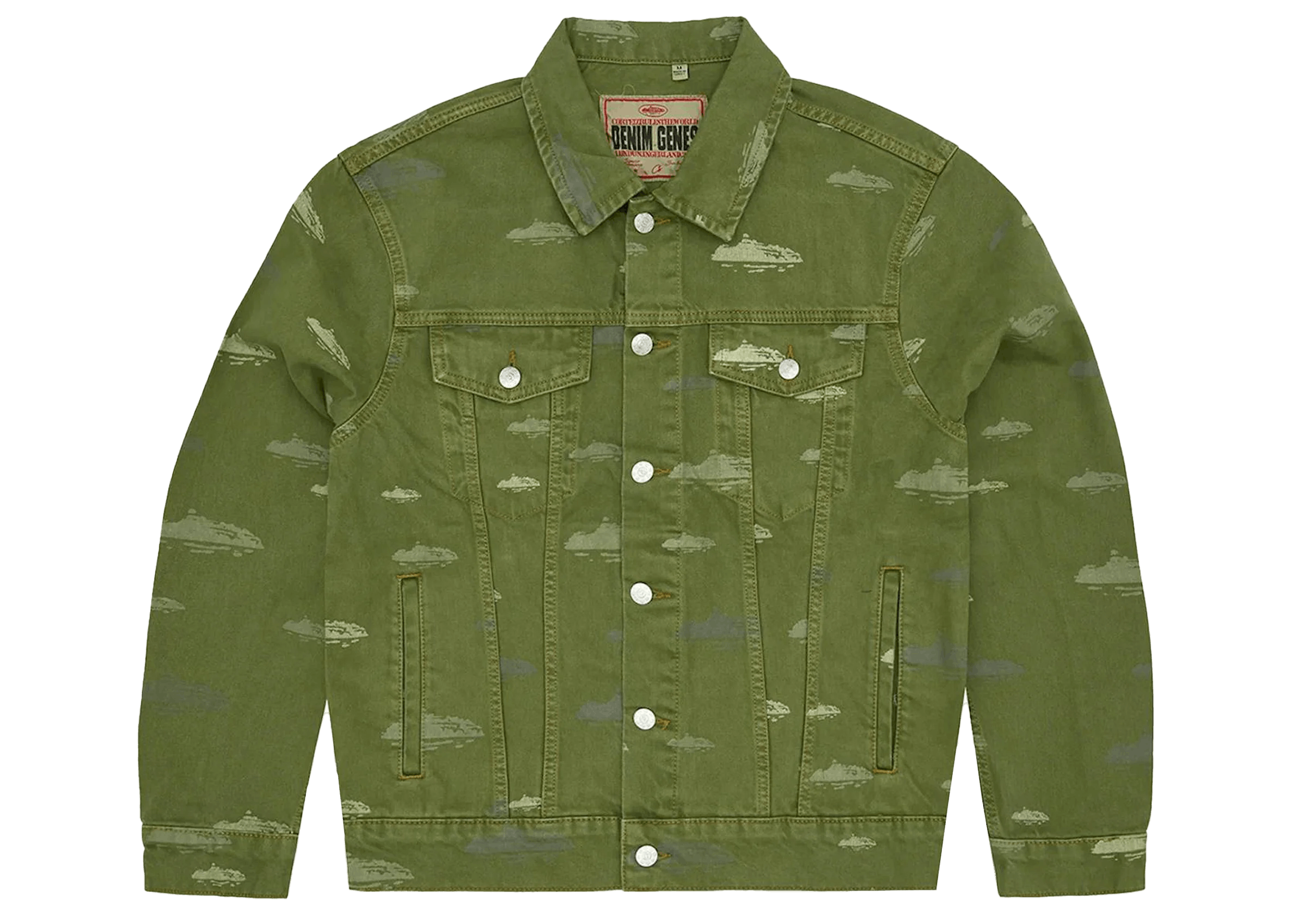 Corteiz FW23 Corteiz Alcatraz Pattern Denim Jacket “White” | Grailed